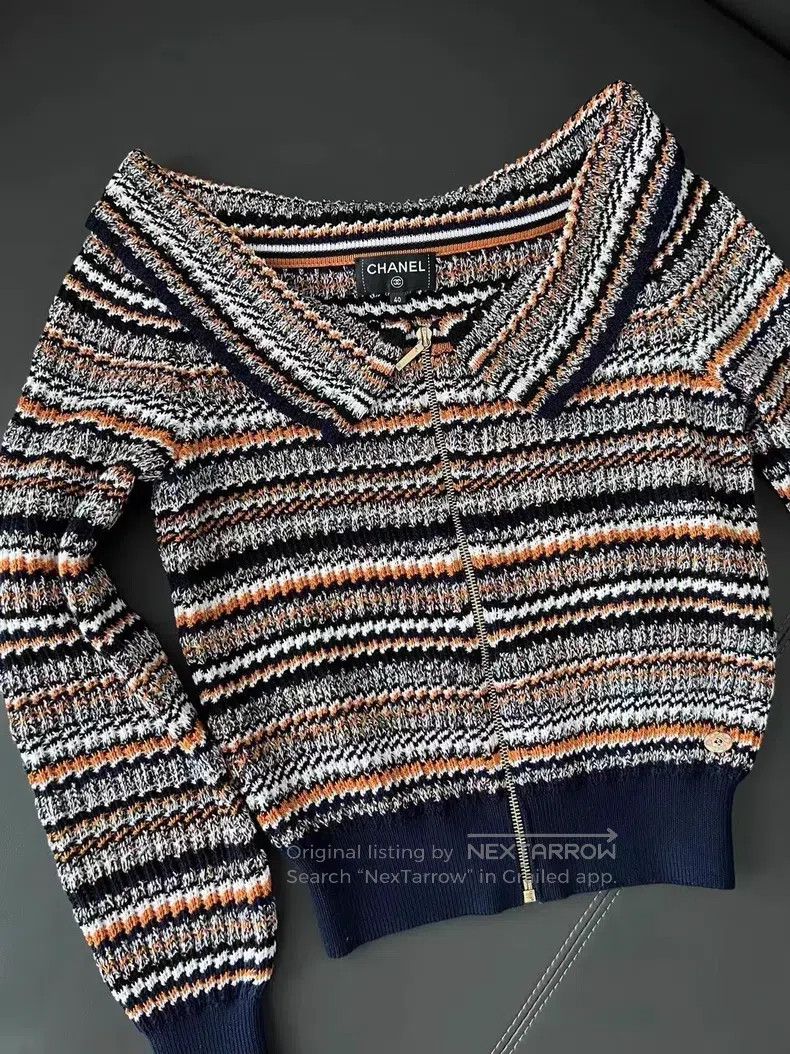 Chanel Chanel Cuba Series Show Colour Striped Lapel Knitted Zippe Size S / US 4 / IT 40 - 7 Thumbnail