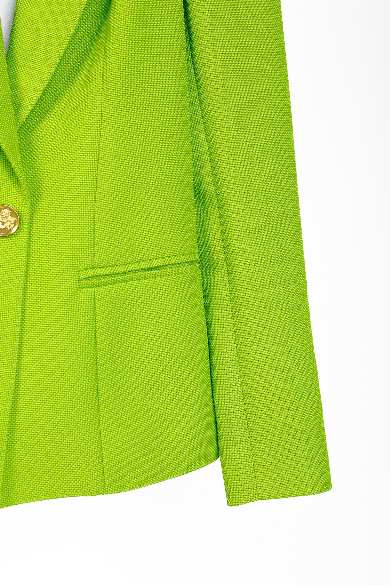 SMYTHE Smythe Box Pleat Lime Cotton-Blend Blazer Size XS / US 0-2 / IT 36-38 - 6 Thumbnail