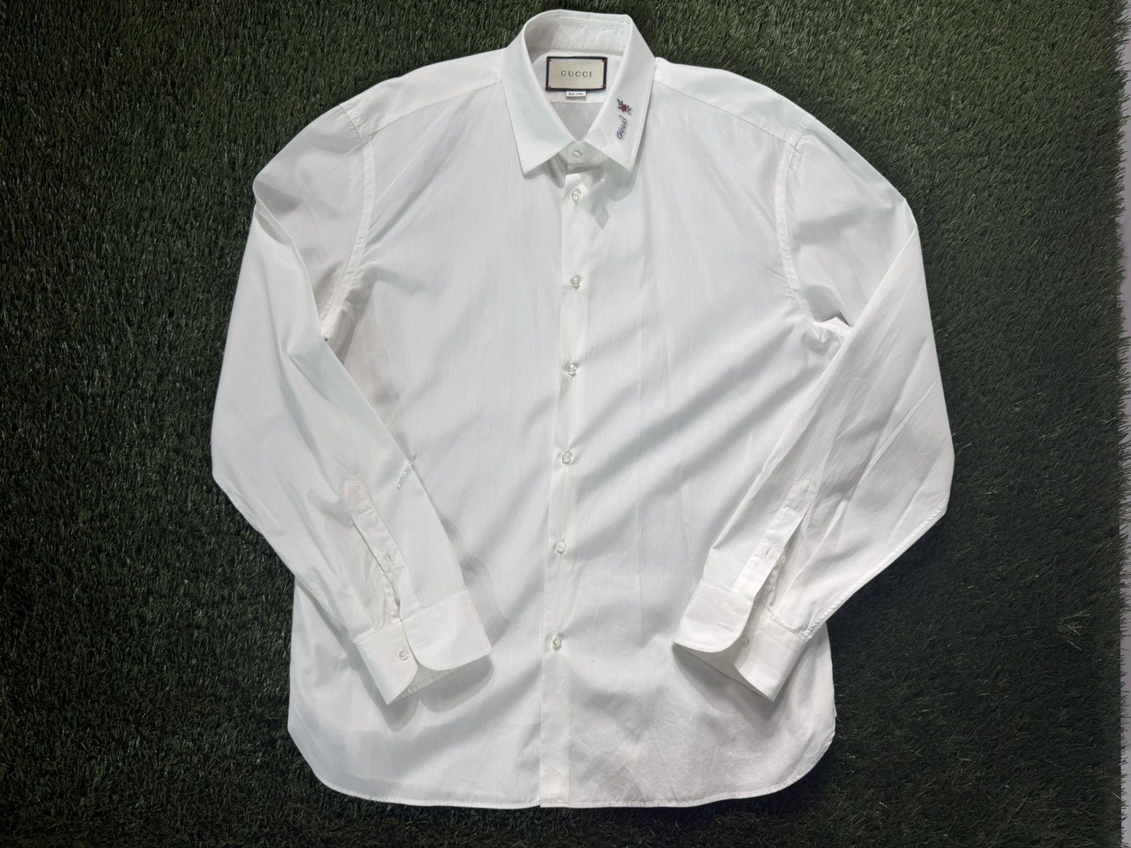 Gucci Gucci Floral Embroidered Collar Dress Shirt Made In Italy Size US XL / EU 56 / 4 - 1 Thumbnail