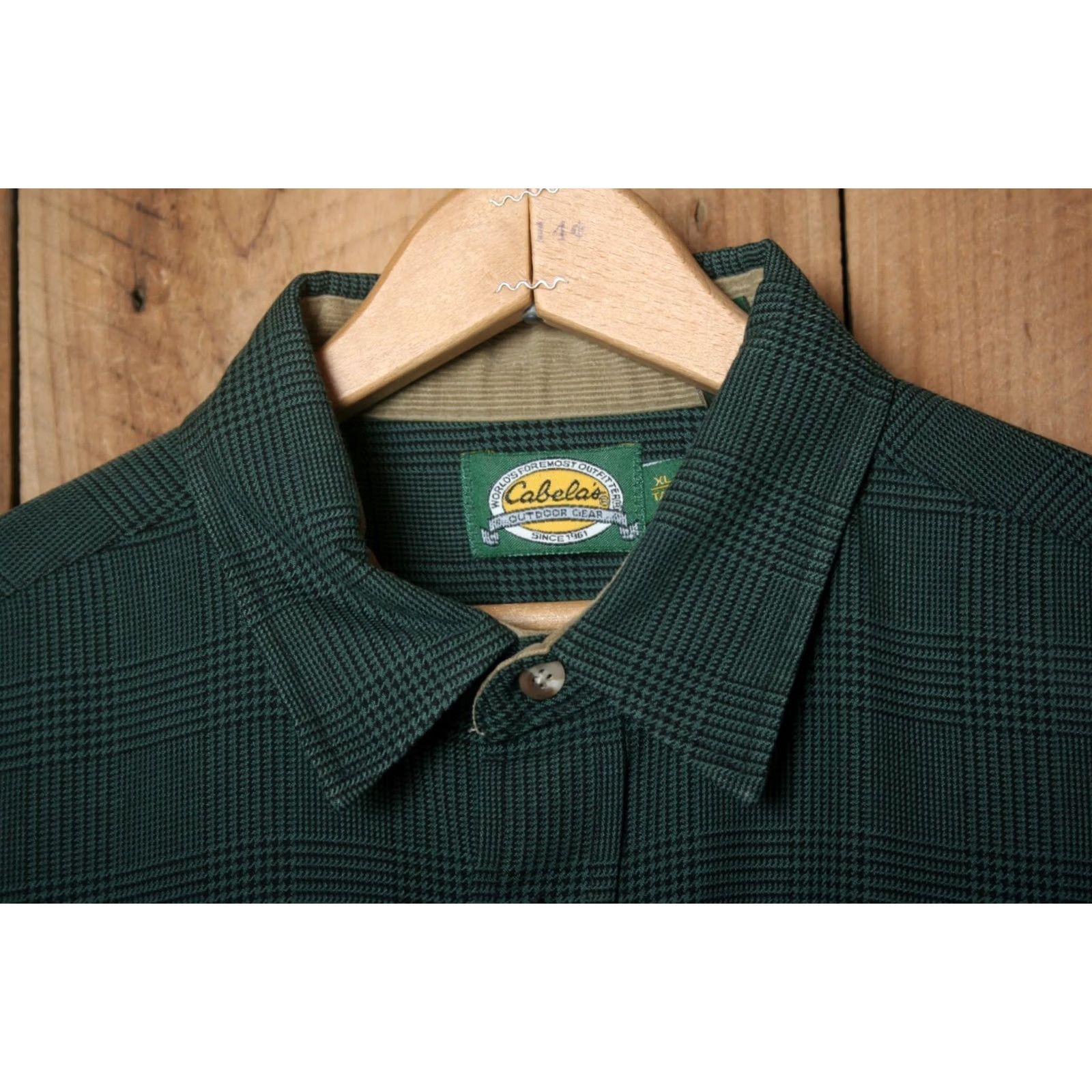 Vintage VINTAGE CABELA'S Green Houndstooth Plaid Heavy Polyester Guide Shirt Sz XLT Men Button-Up Long Sleeve Size US XL / EU 56 / 4 - 2 Thumbnail