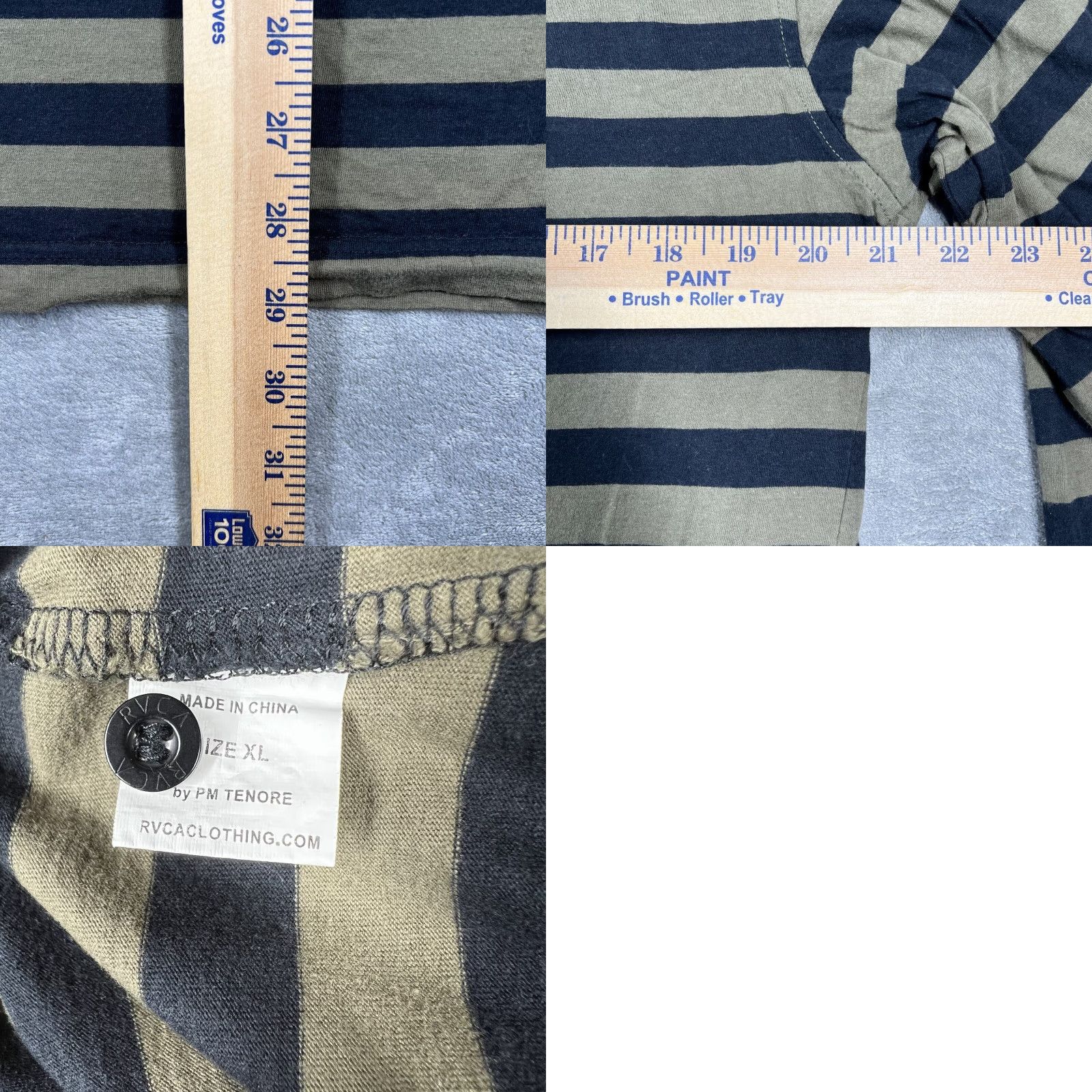 RVCA RVCA Men's XL Long Sleeve Polo Shirt Striped Olive Green Black 5 Button Size US XL / EU 56 / 4 - 9 Thumbnail