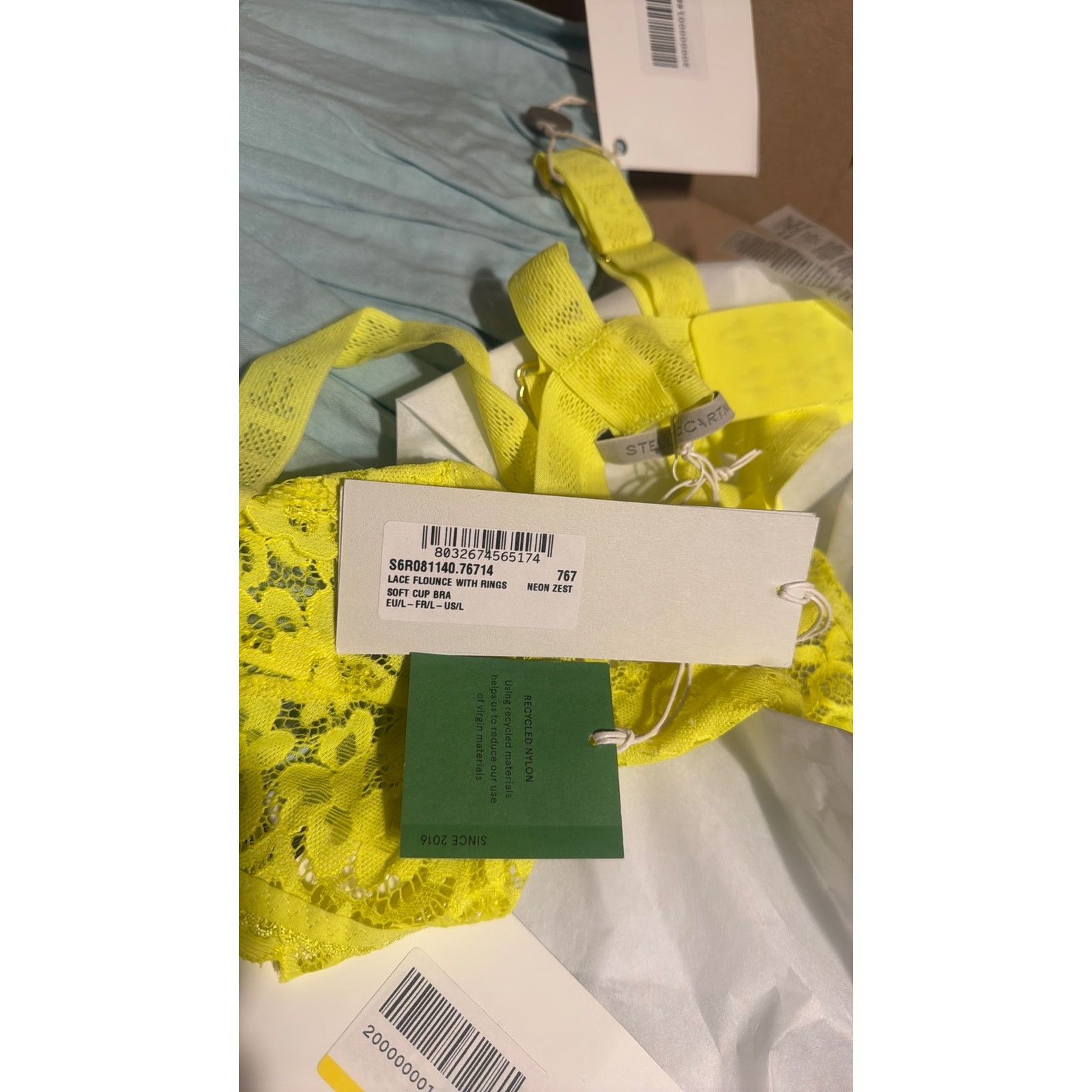 Stella McCartney Stella McCartney Neon lace triangle bra Bright yellow M Size ONE SIZE - 6 Thumbnail