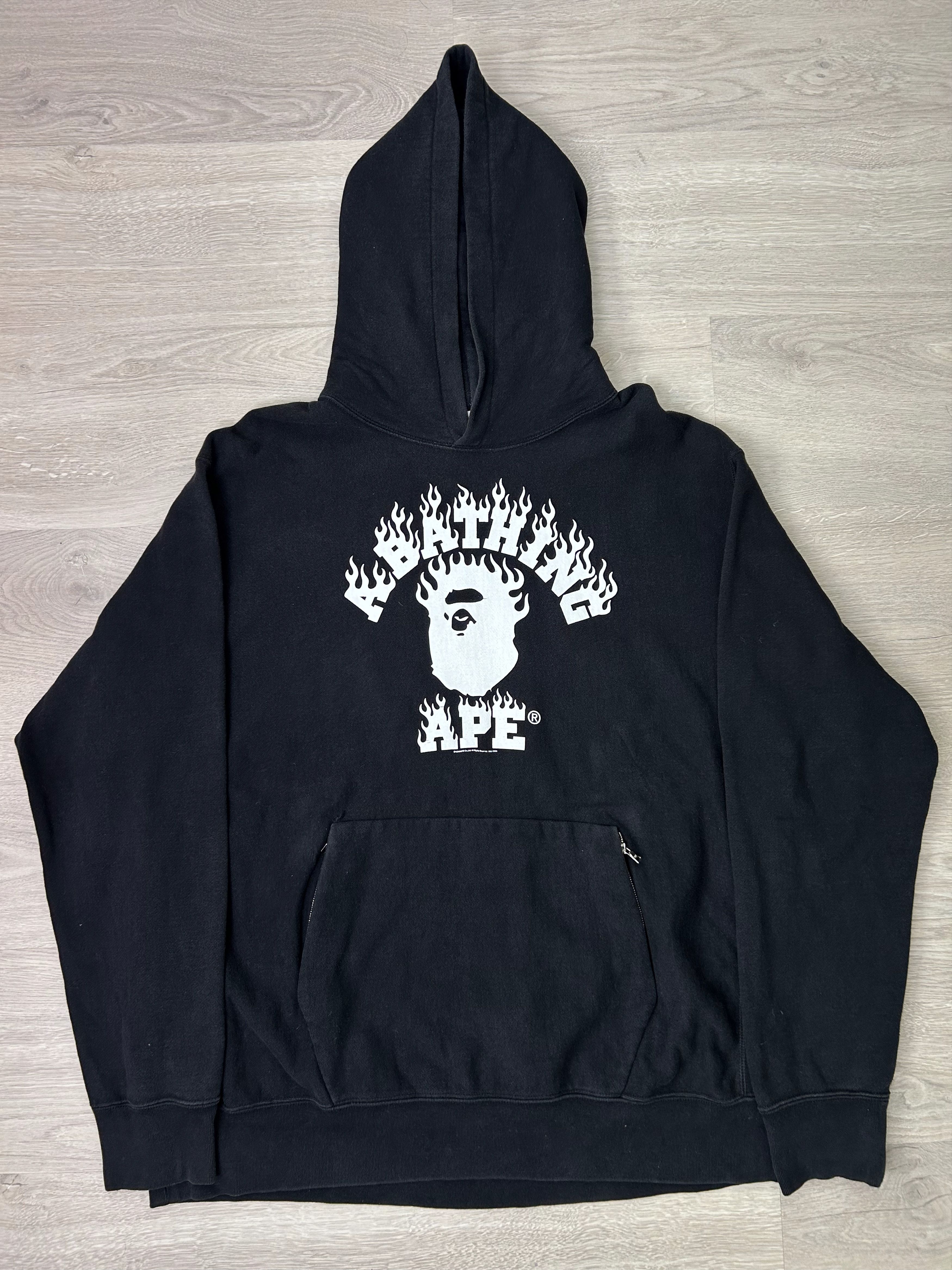 Bape 2009 Bape Flame Logo PullOver Hoodie [Size XL] Size US XL / EU 56 / 4 - 1 Thumbnail