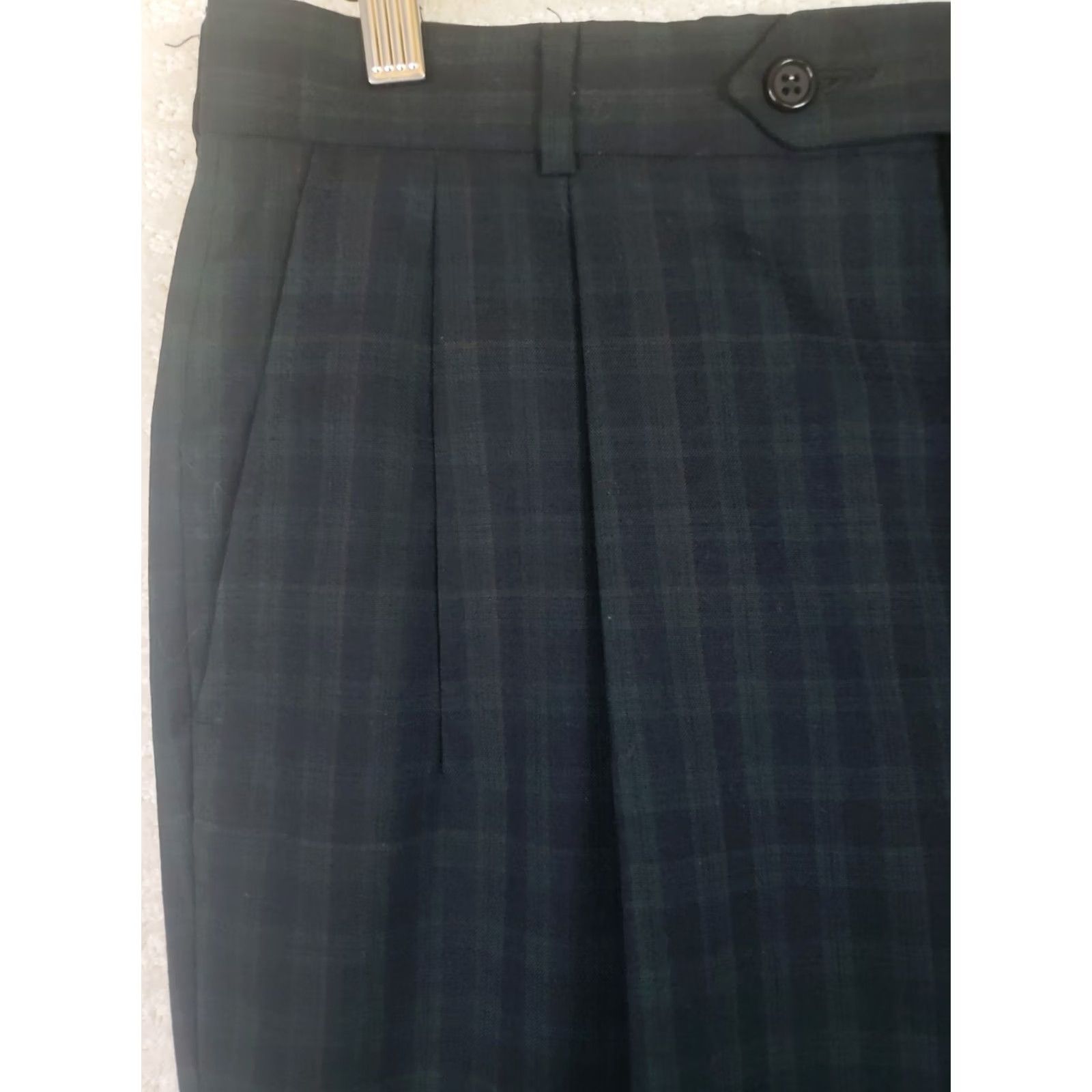 Vintage Mens Corbin Scottish Tartans Pants Green Blue Plaid Wool Casual Flat Front Straight Leg 32X27.5" Size US 32 / EU 48 - 5 Thumbnail