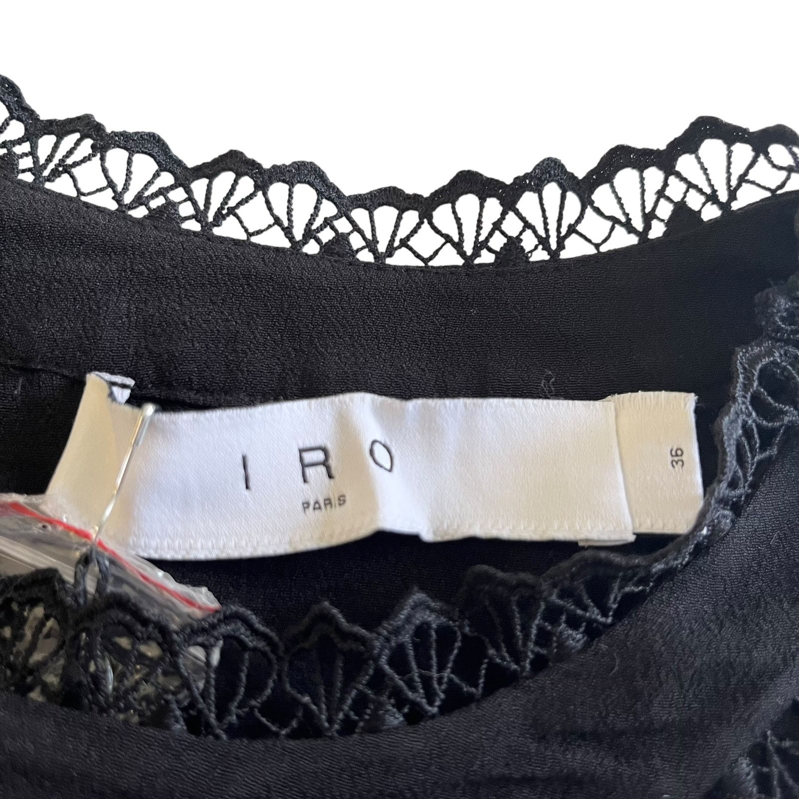 Iro IRO Claw Guipure Lace Trimmed Ruffled Crepe Black Blouse Size S / US 4 / IT 40 - 3 Thumbnail
