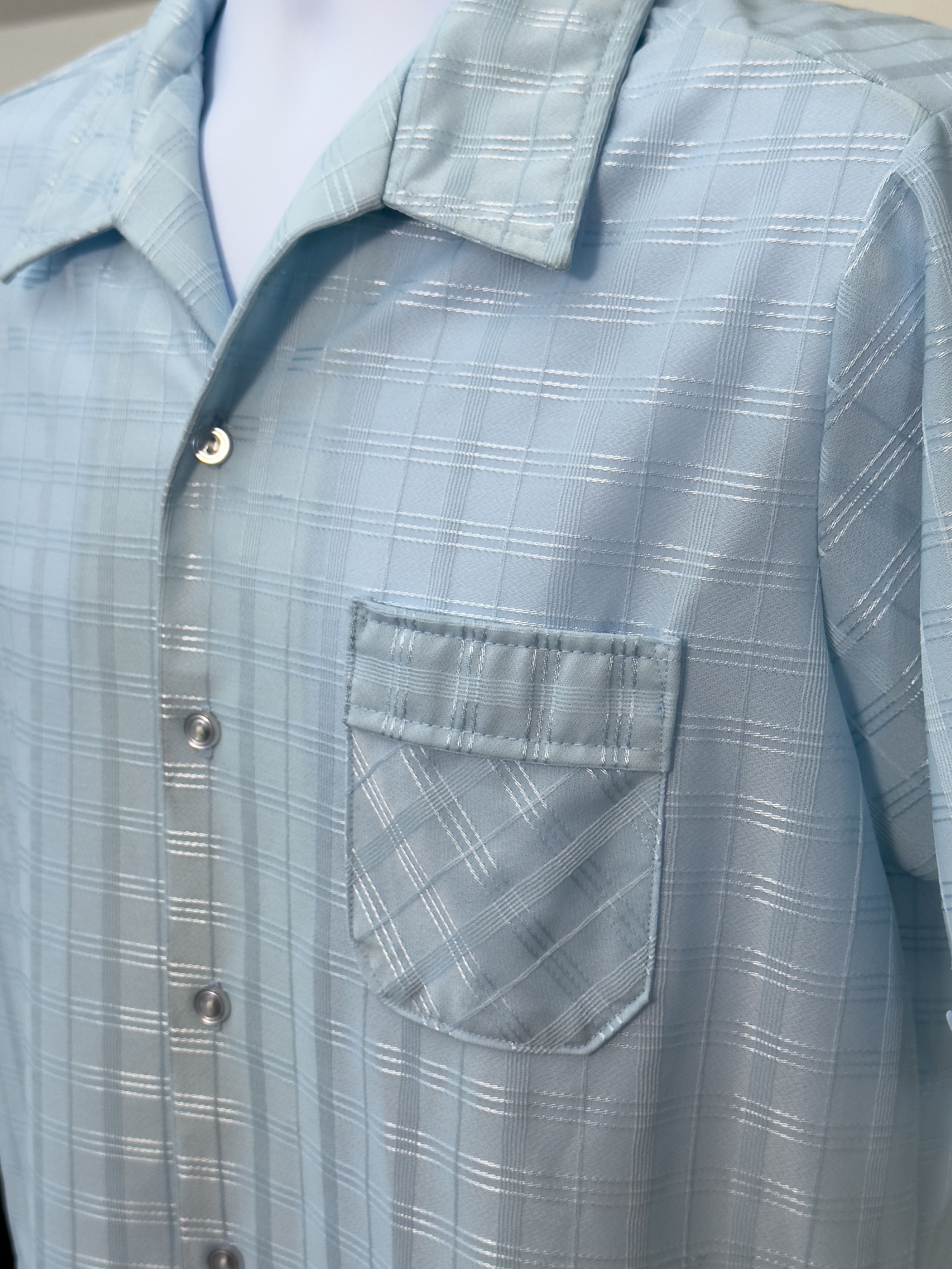 Other Vintage Stuart Mann Light Blue Plaid Short Sleeve Button Up Size US L / EU 52-54 / 3 - 2 Thumbnail