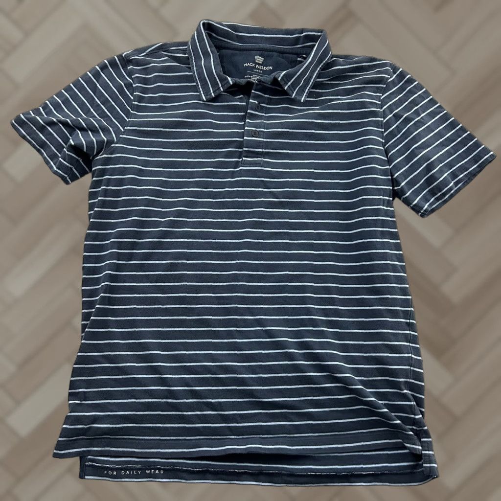 Vintage Mack Weldon Short Sleeve Striped Button-Up Polo Shirt Men's Large Blue Size US L / EU 52-54 / 3 - 1 Thumbnail