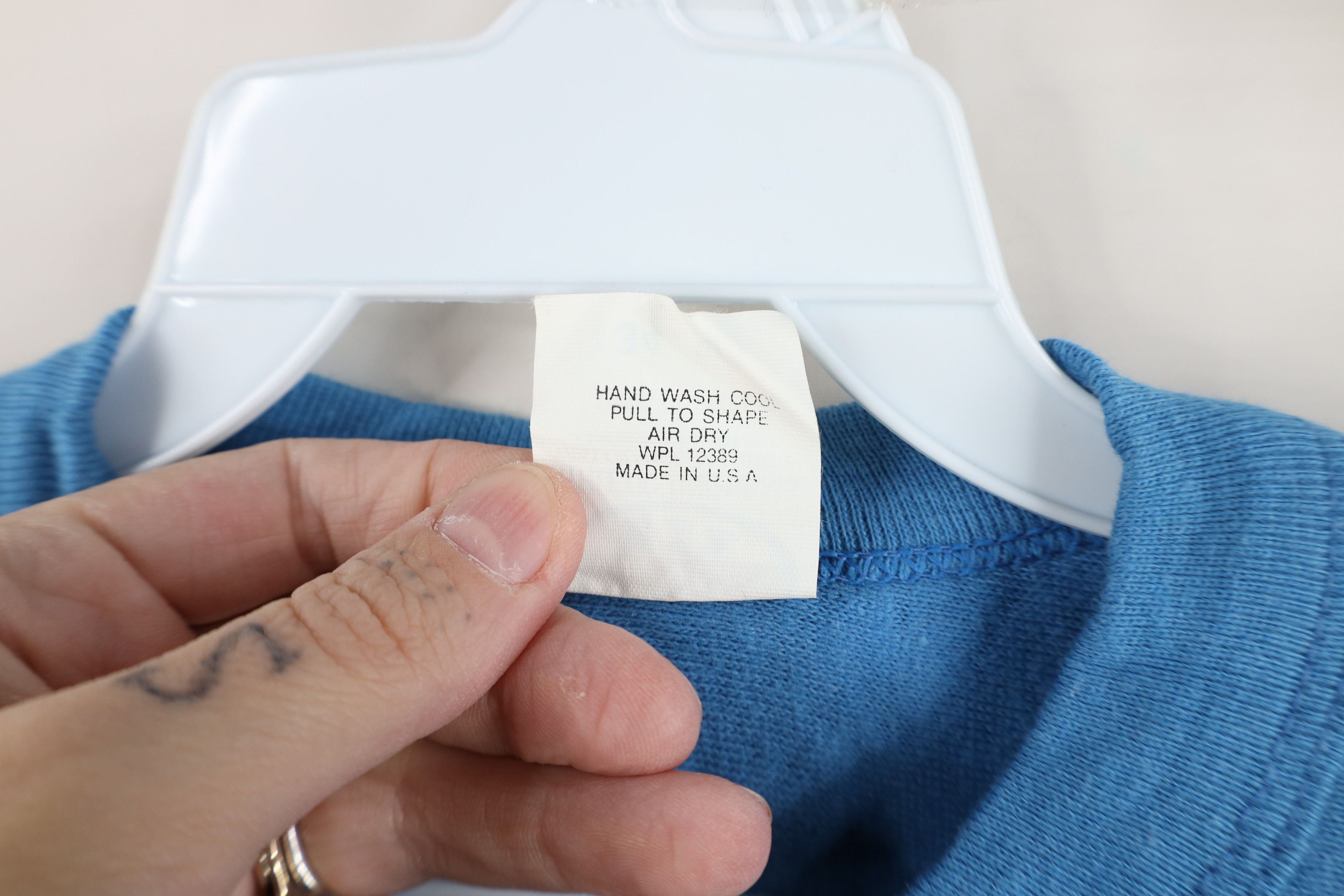 Vintage Deadstock Vintage 60s 70s Jersey T-Shirt Blue USA Cotton Size US S / EU 44-46 / 1 - 5 Thumbnail