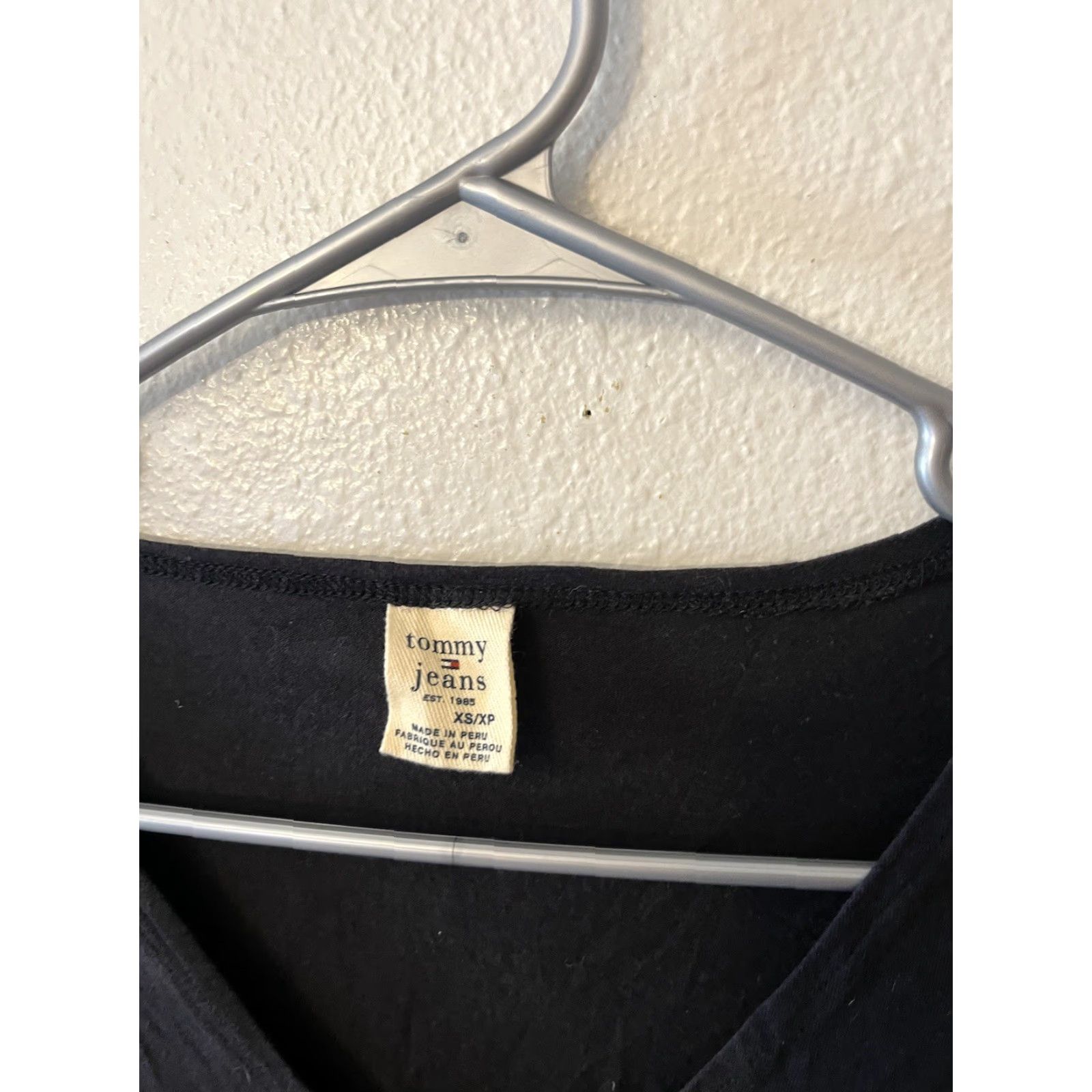 Tommy Hilfiger Tommy Jeans Womens Black V Neck Long Sleeve Cross Front Knit Cotton Size XS / US 0-2 / IT 36-38 - 3 Thumbnail