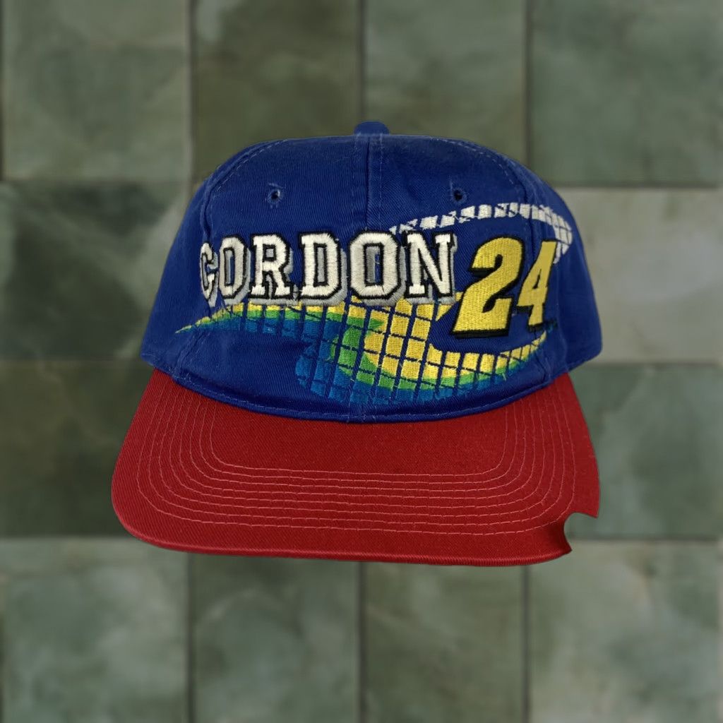 NASCAR VINTAGE Jeff Gordon Hat Snapback Blue Red Adult Adjustable OSFM Nascar Racing 50th 90s Mens Hat Size ONE SIZE - 1 Thumbnail