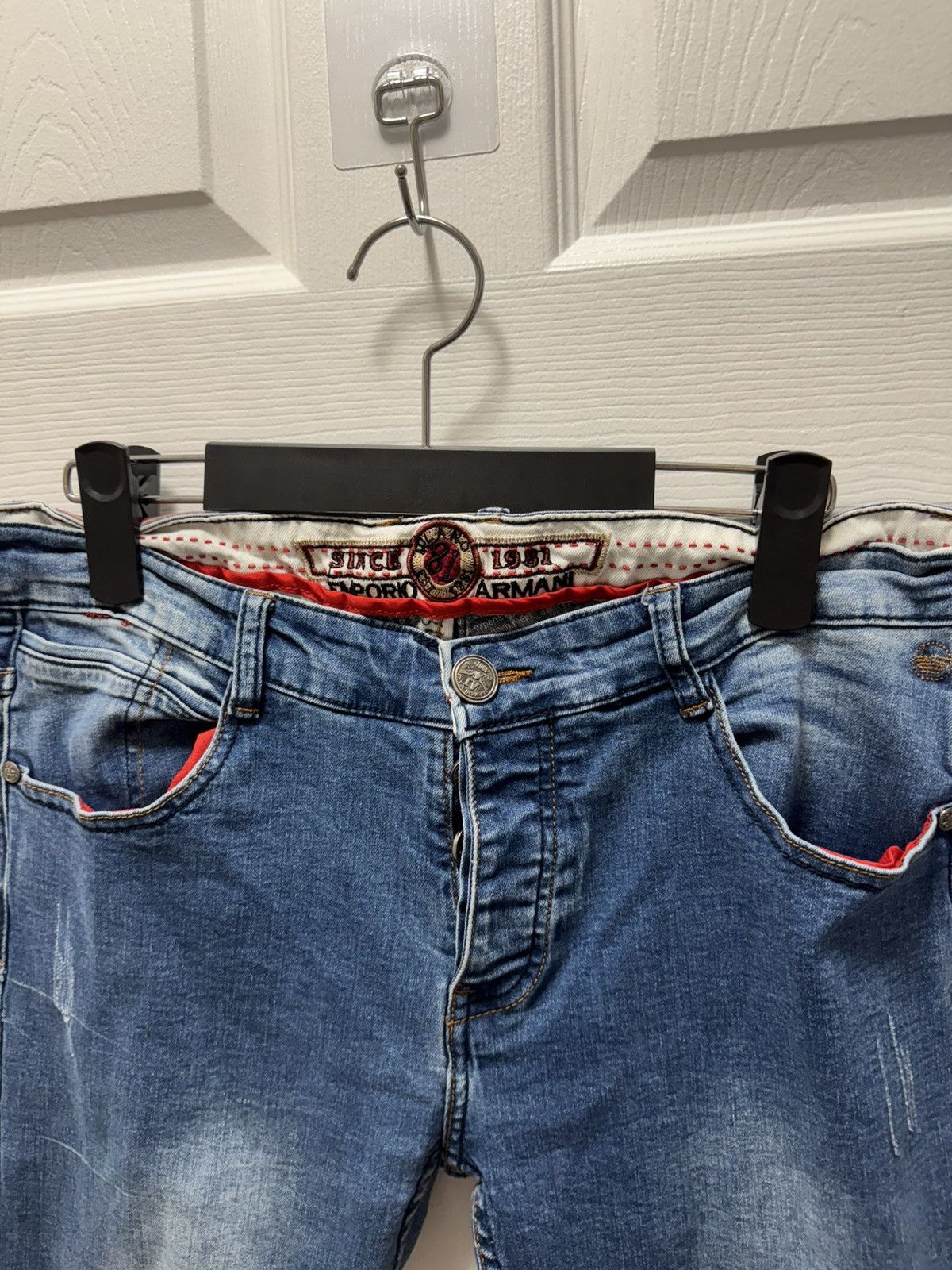 Armani Armani Jeans Denim Designer Vintage Blue Rare Size US 33 - 3 Thumbnail