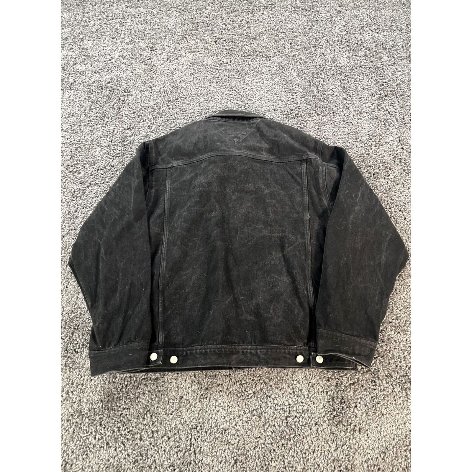 Tommy Hilfiger VINTAGE Tommy Hilfiger Jeans Denim Jacket Mens 2XL Black Denim Button 90s Biker Flag Classic Size US 39 - 7 Thumbnail