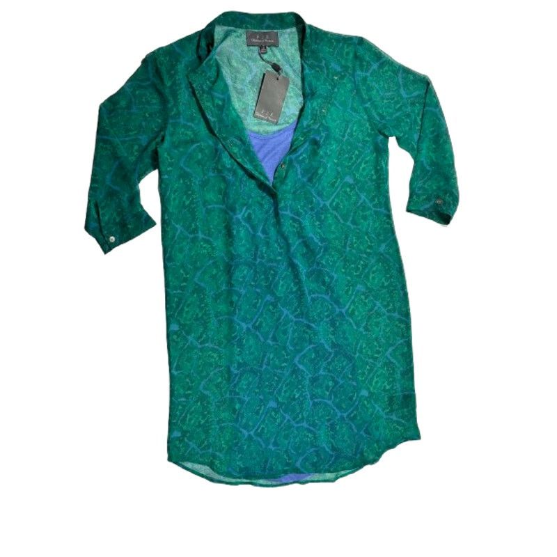 Other NWT Patterson J Kincaid PJK Dress Teal Snakeskin Sheer XS Size XS / US 0-2 / IT 36-38 - 3 Thumbnail