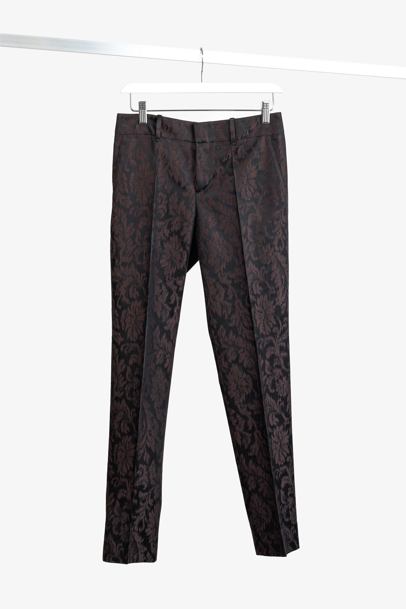 Gucci Gucci AW/12 Burgundy Floral-Jacquard Holiday Pants Size 30" / US 8 / IT 44 - 1 Thumbnail