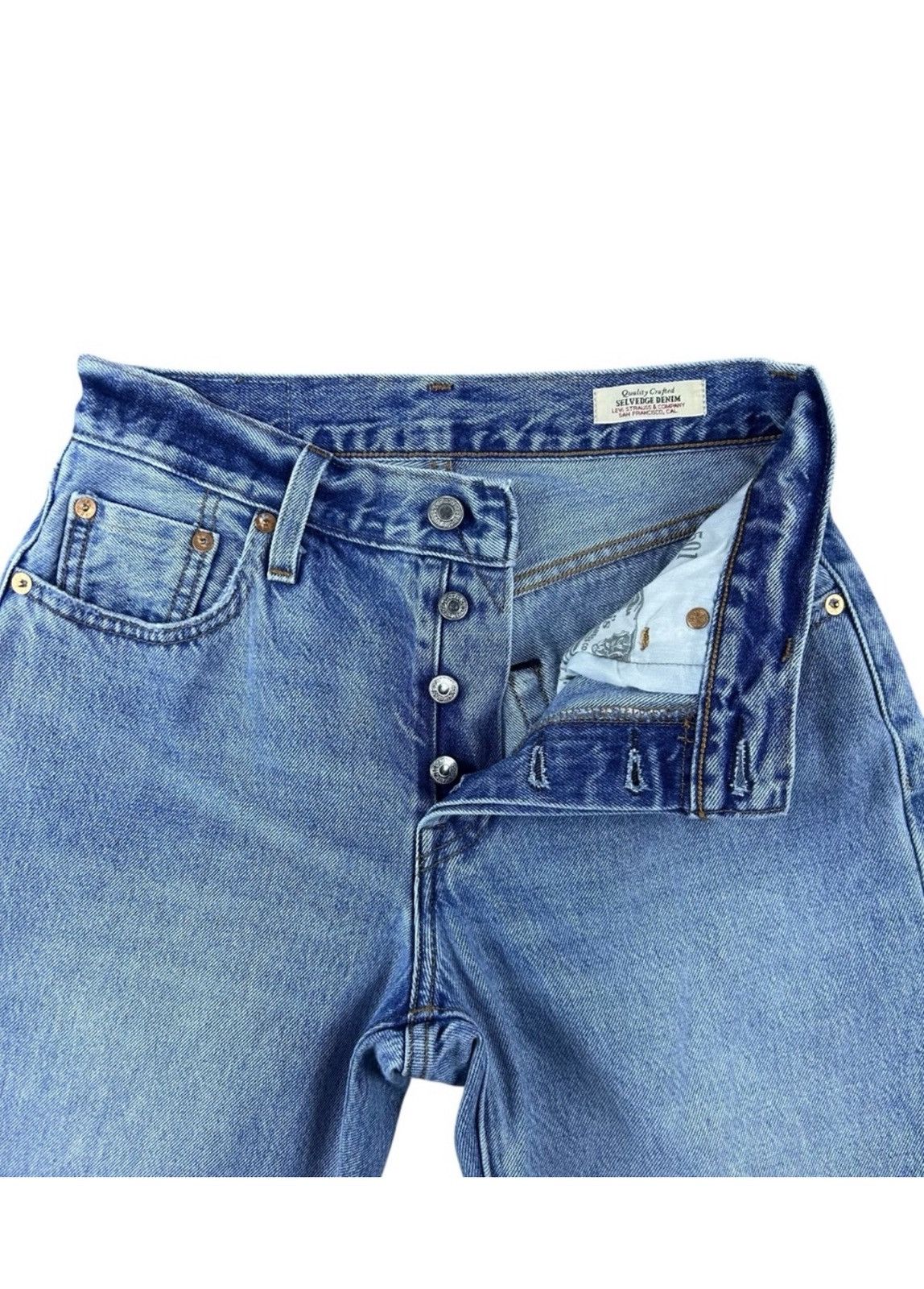 Levi's Vintage Clothing Levis Womens 501 90s Selvedge Jeans 25x30 Blue Straight Leg Size 25" / US 0 / IT 36 - 2 Thumbnail