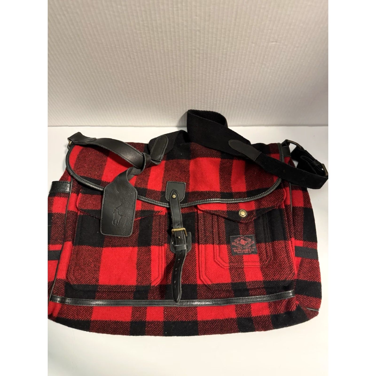 Polo Ralph Lauren VINTAGE Polo Ralph Lauren 100% Wool Buffalo Plaid Shoulder Bag RLPC 13x21 Mens Womens Size ONE SIZE - 2 Thumbnail