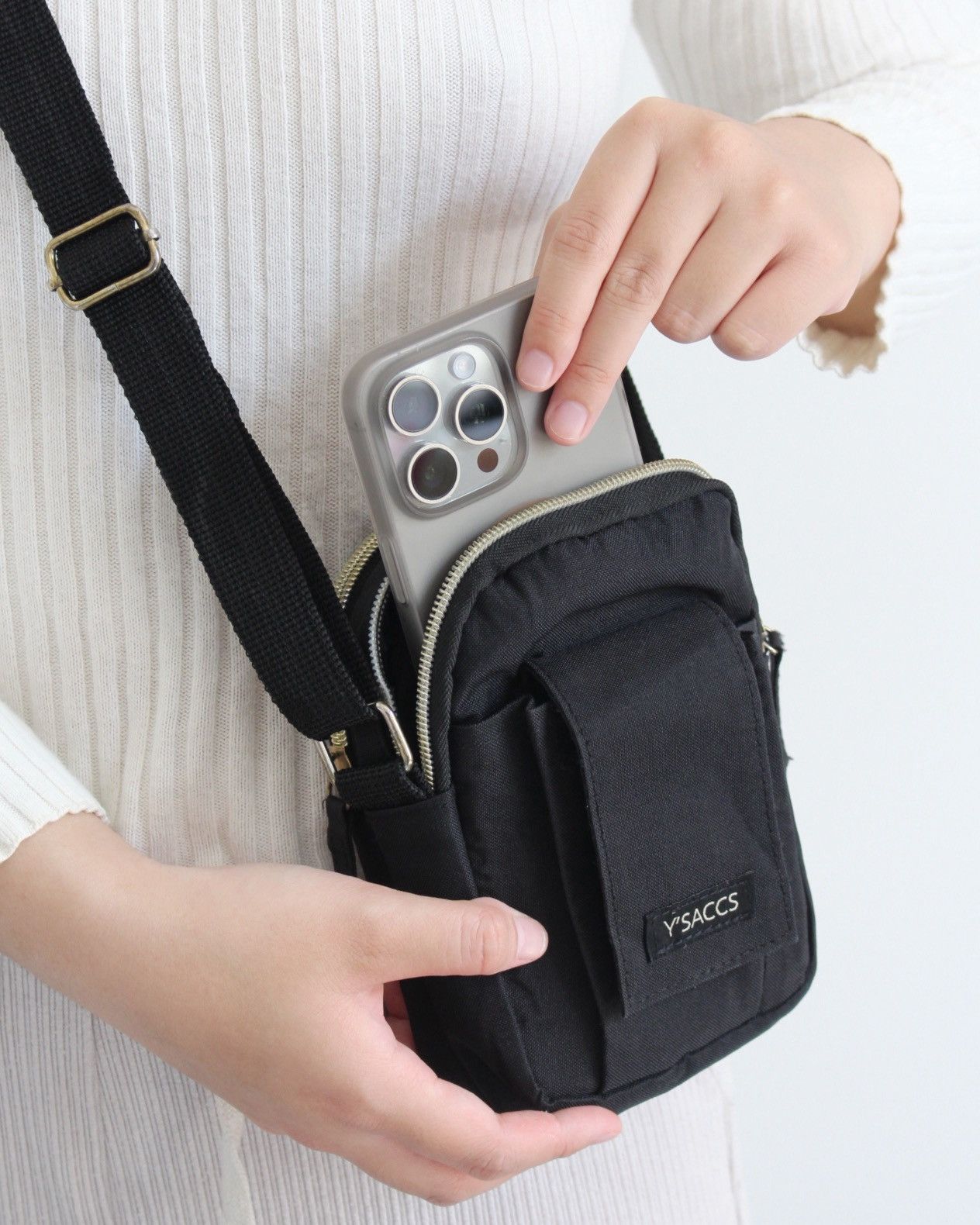Yohji Yamamoto x YS 2000S Y'saccs Phone Cross Bag in Black, Men's