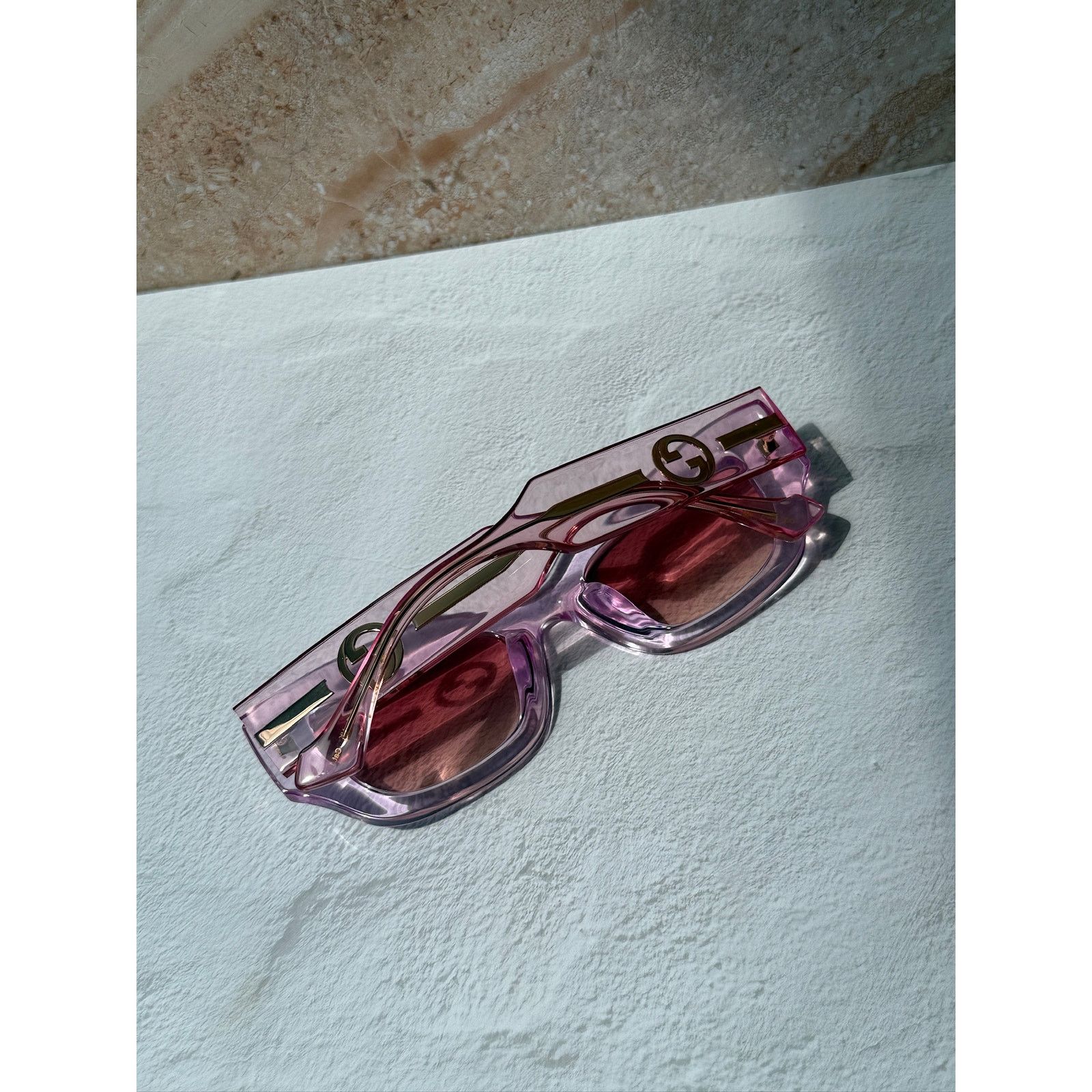 Gucci NEW Gucci GG1558SK Transparent Pink Sunglasses Size ONE SIZE - 11 Thumbnail