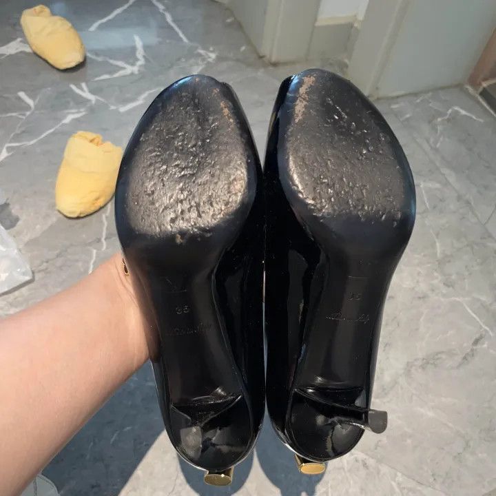 Louis Vuitton Louis Vuitton Black Peep-Toe High Heels -2508 Size US 5 / EU 37 - 4 Thumbnail