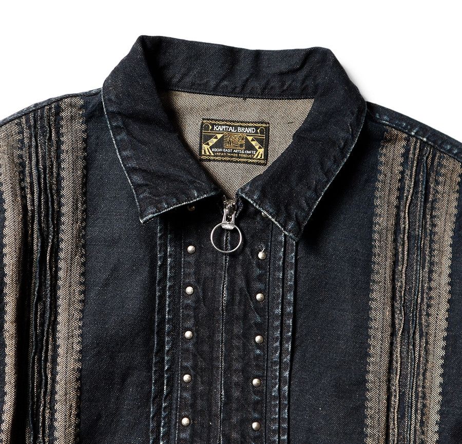 Kapital Kapital 12oz Yagasuri Jacquard Denim Chimayo Drizzler JKT Size US XXL / EU 58 / 5 - 3 Thumbnail