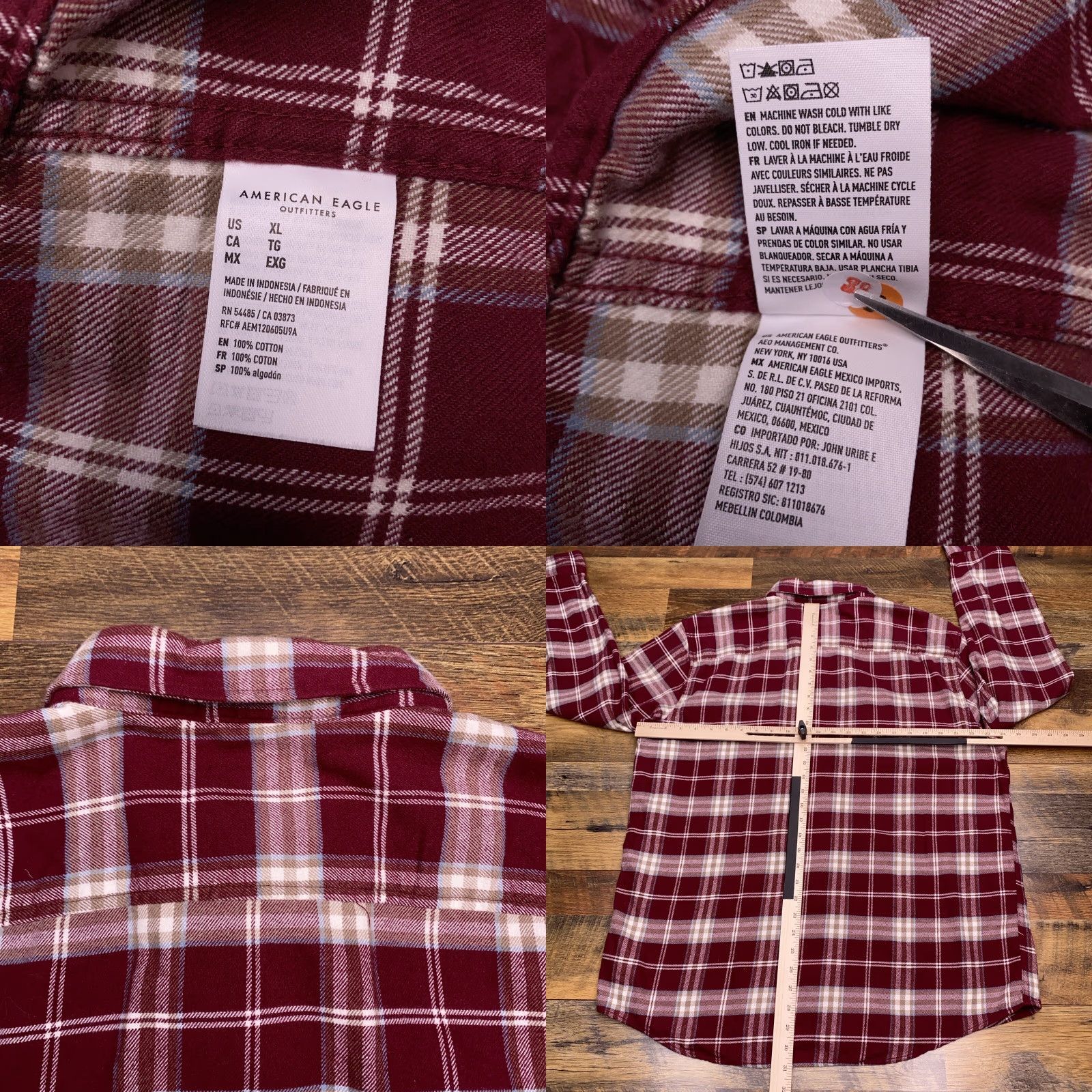 American Eagle Outfitters American Eagle Outfitters Shirt Mens XL Plaid Button-Up Flannel Red Cotton Pocket Long Sleeve Vintage? No Size US XL / EU 56 / 4 - 8 Thumbnail