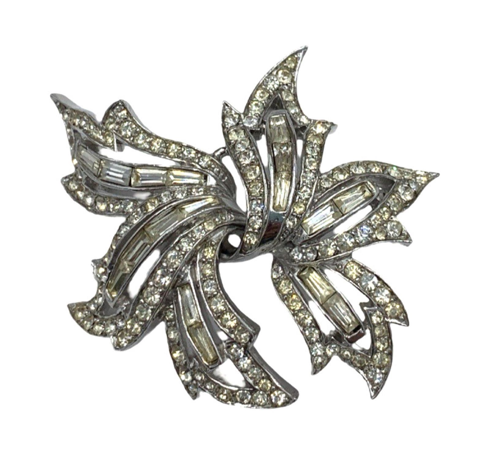 Other Marcel Boucher Rhodium Plated Clear Rhinestone Leaf Brooch Size ONE SIZE - 1 Thumbnail