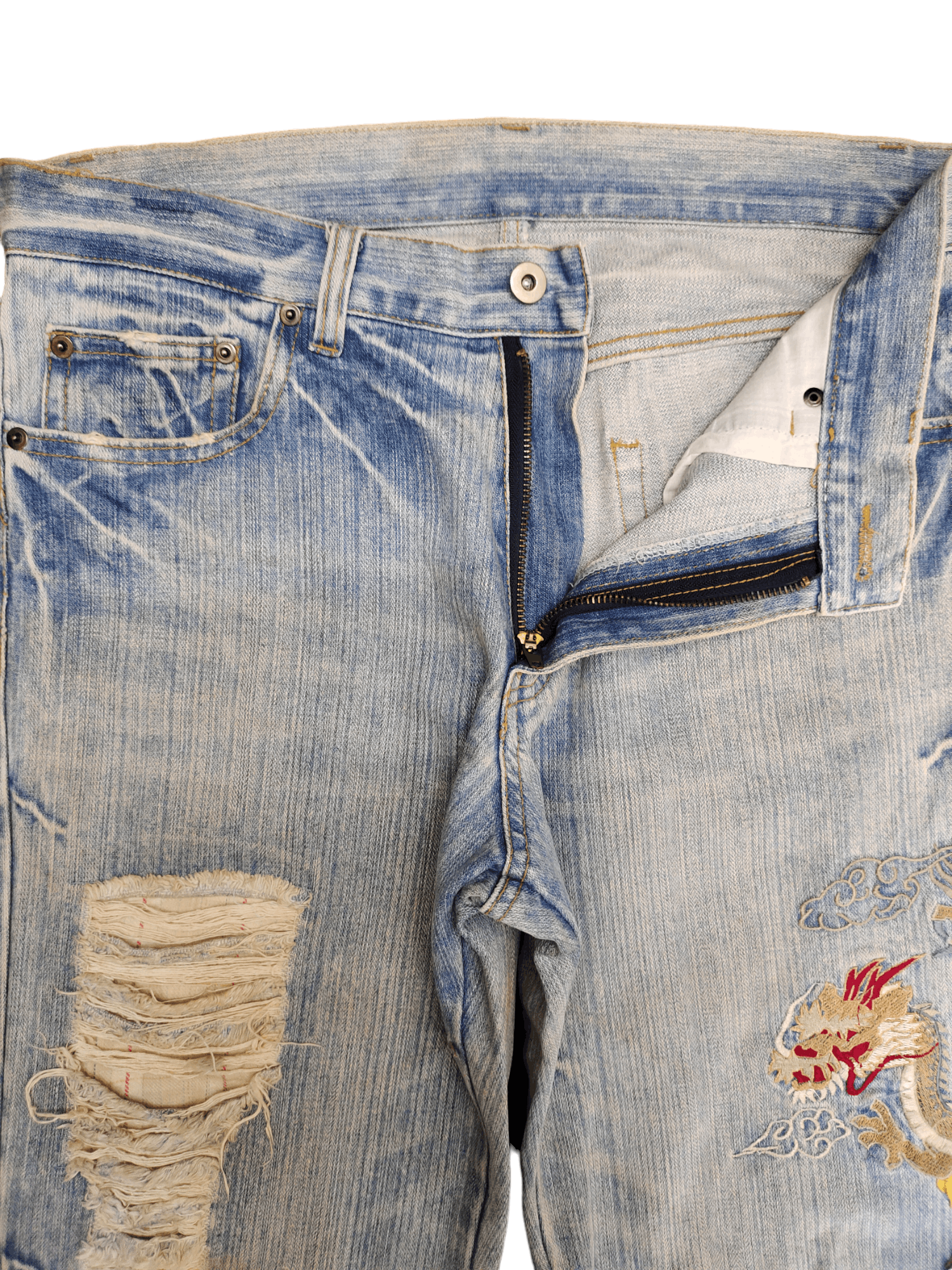 Japanese Brand Japan Sukajan Dragon Distressed Jeans karakuri Tamashi Size US 32 / EU 48 - 10 Thumbnail