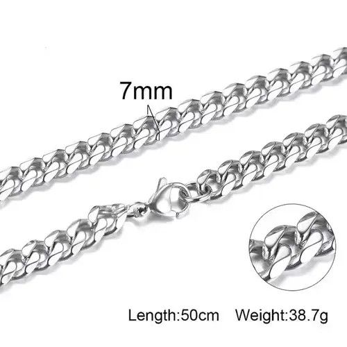 iO Cuban Link Stainless Steel Necklace For Men Size ONE SIZE - 1 Thumbnail