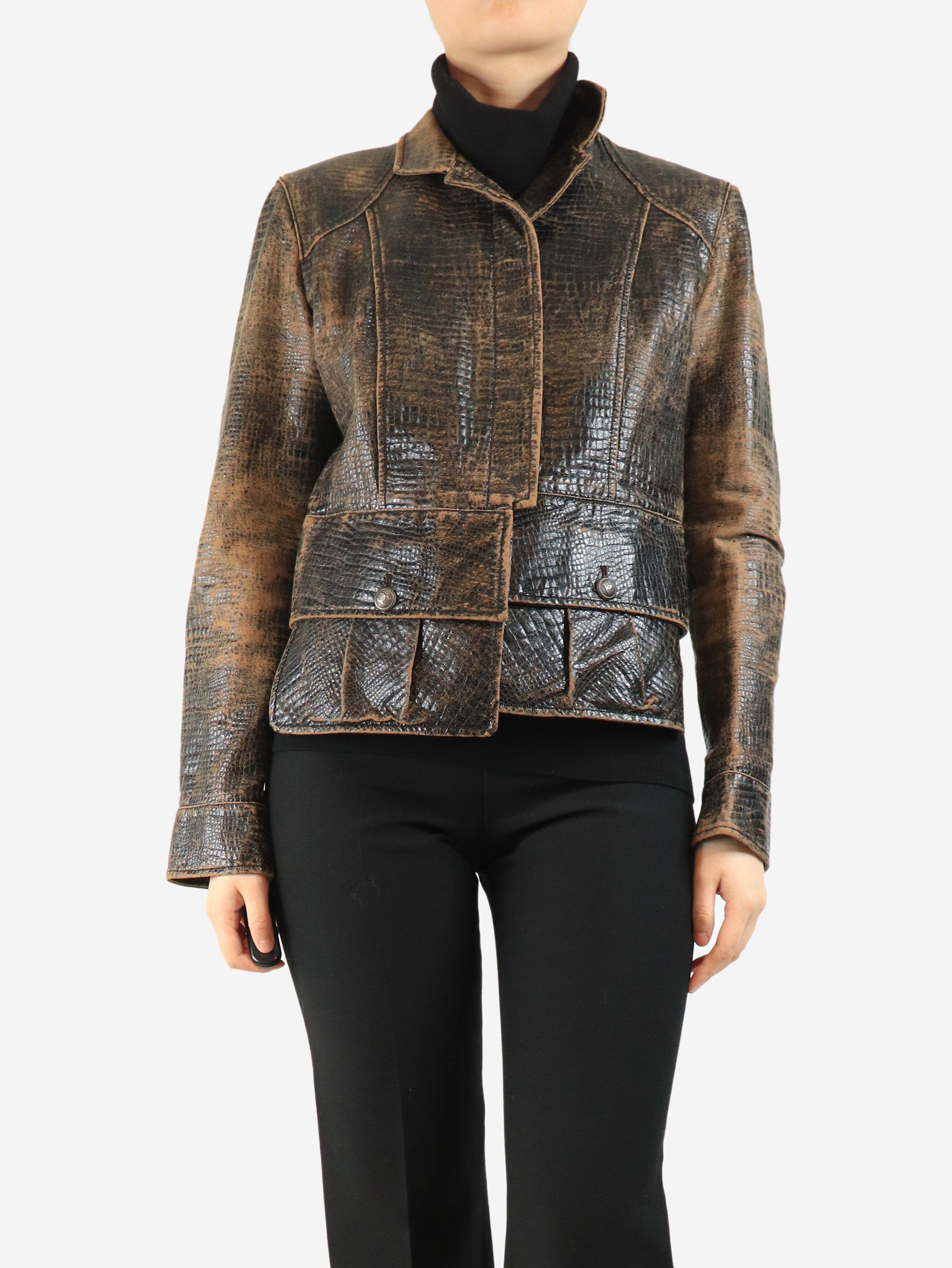 Other Brown vintage 2003 distressed faux-leather jacket - UK 16 Size XL / US 12-14 / IT 48-50 - 1 Thumbnail