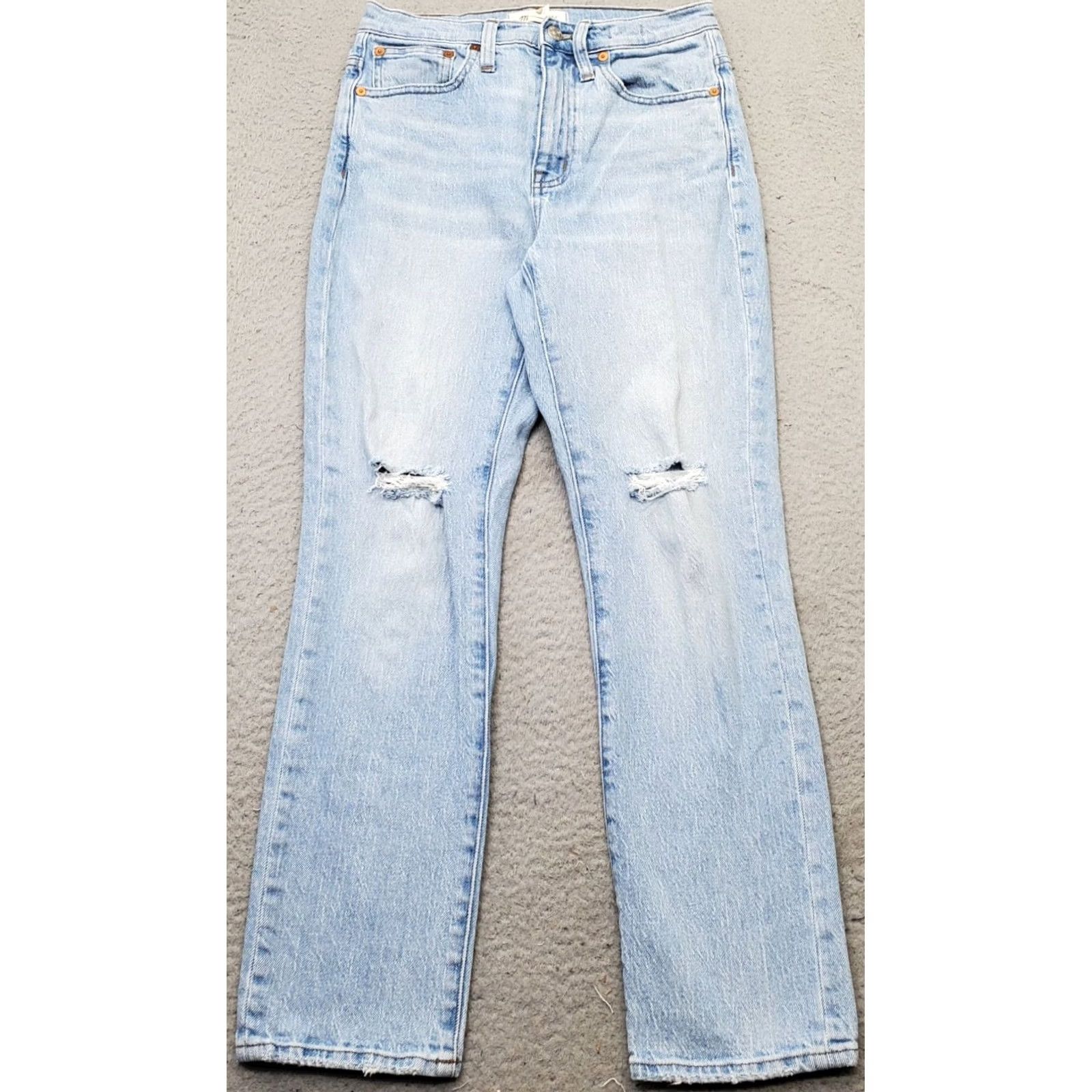 Madewell Madewell Jeans Womens Crop Slim Distressed High Rise Blue Denim 24"} Size 42" / US 20 - 2 Thumbnail