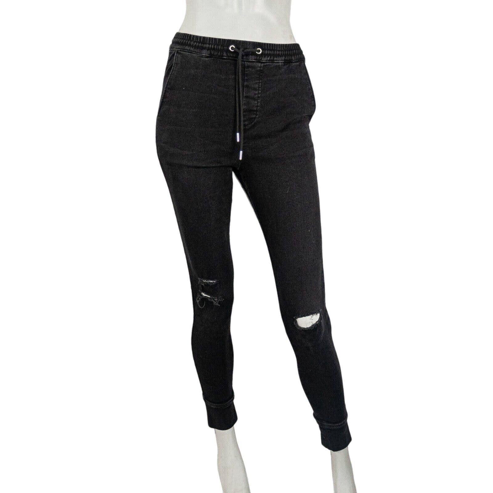 The Kooples The Kooples Black Jean Joggers ripped Distressed drawstring Size 24" / US 00 / IT 34 - 1 Thumbnail