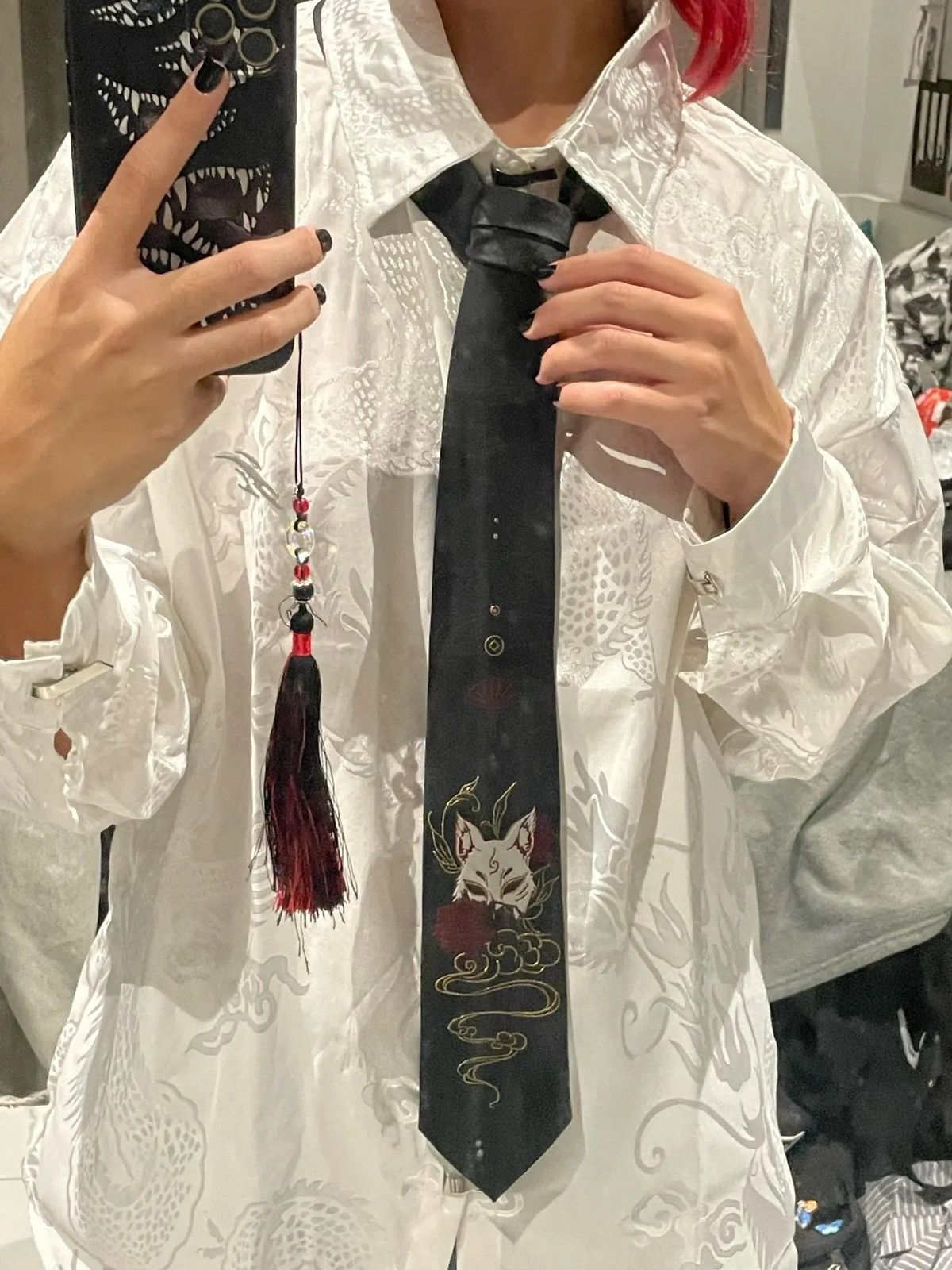 Vintage Outdoor amine fox jacquard tie Size ONE SIZE - 2 Thumbnail