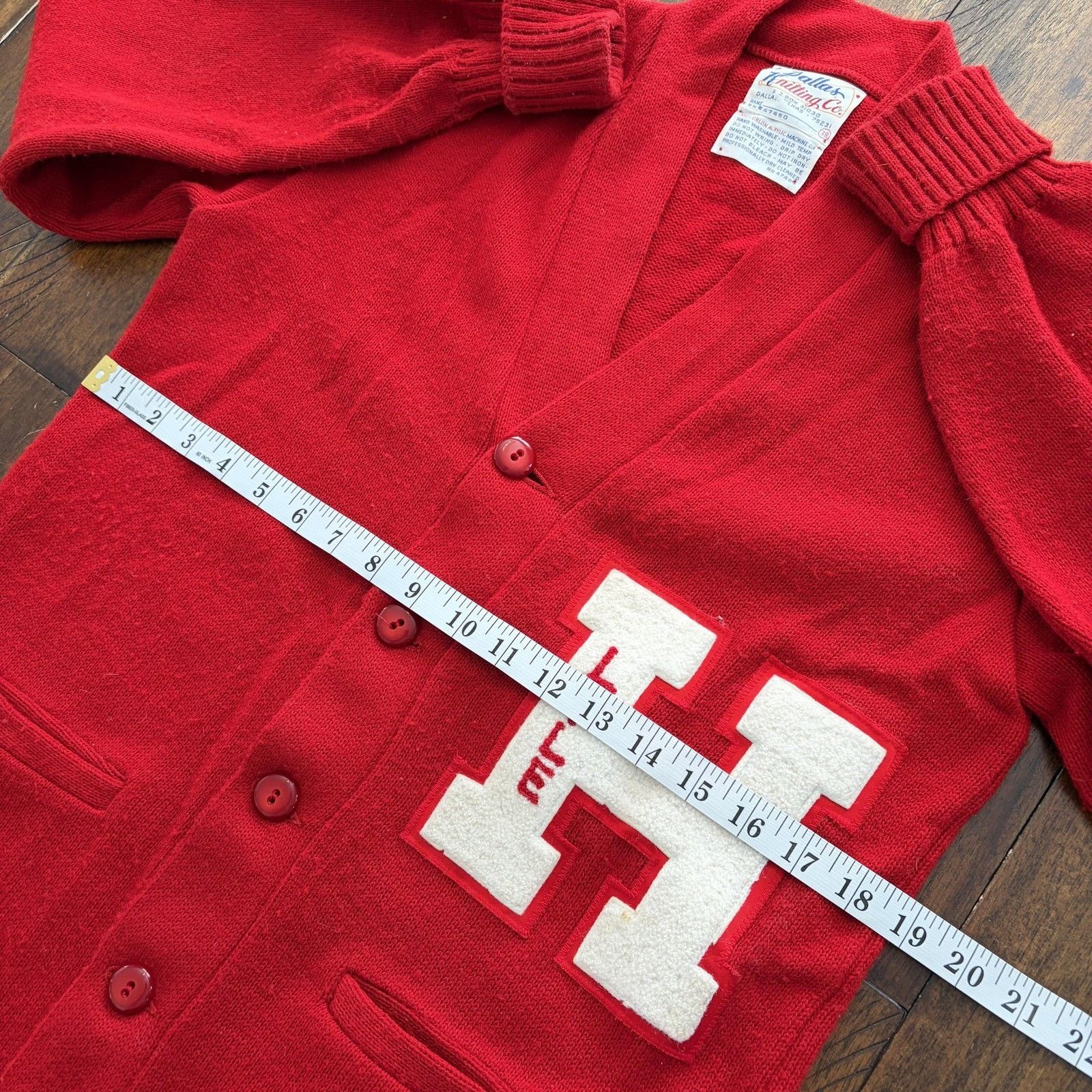 Vintage Vtg Dallas Knitting Co Sweater M Letterman Cardigan Varsity Size US M / EU 48-50 / 2 - 7 Thumbnail
