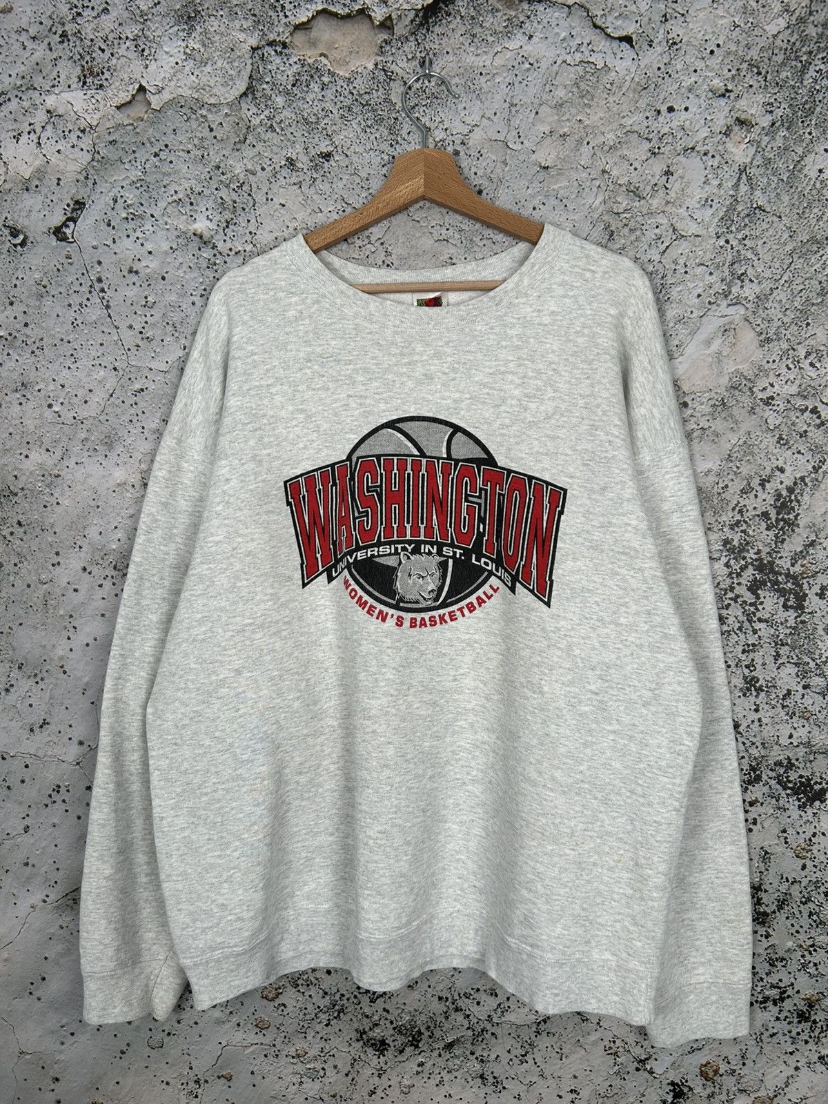 Vintage Washington Basketball Grey Crewneck Boxy Fit Baggy