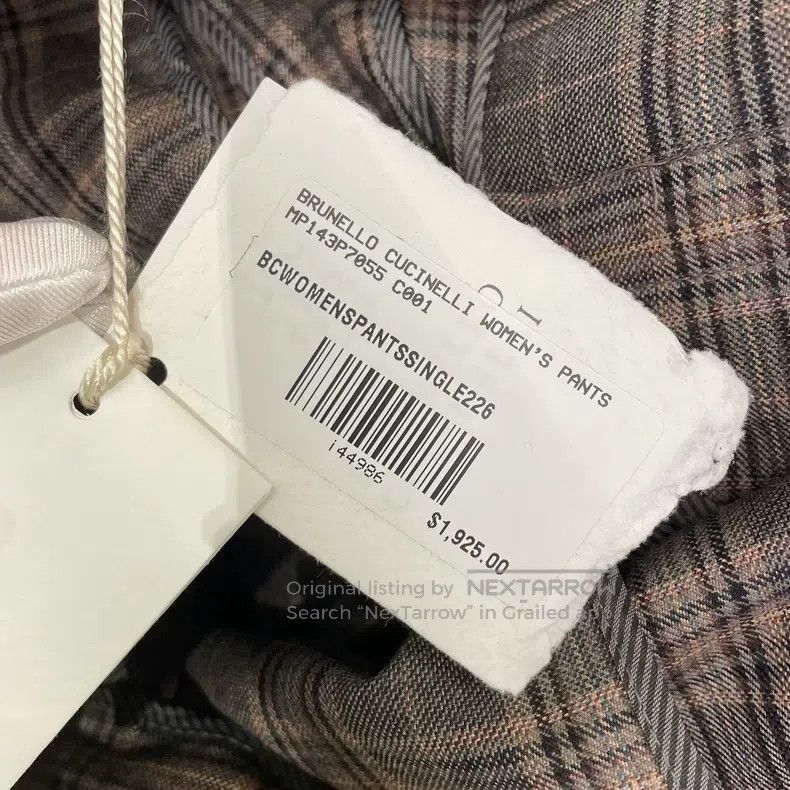 Brunello Cucinelli Brunello Cucinelli Brown Plaid New Wool Long Trousers Size 28" / US 6 / IT 42 - 7 Thumbnail