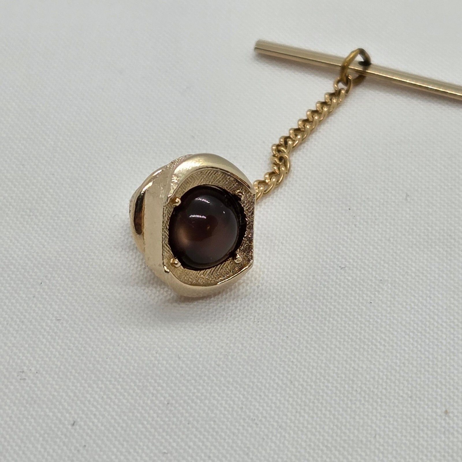 Vintage Swank Brown Cat Eye Tie Pin, Men's — image 3 of 6
