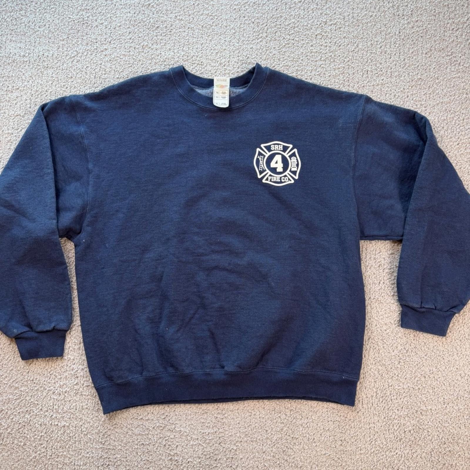 Fruit Of The Loom New Jersey Shark River Hills Fire Co Navy Sweatshirt Mens XL Size US XL / EU 56 / 4 - 2 Thumbnail