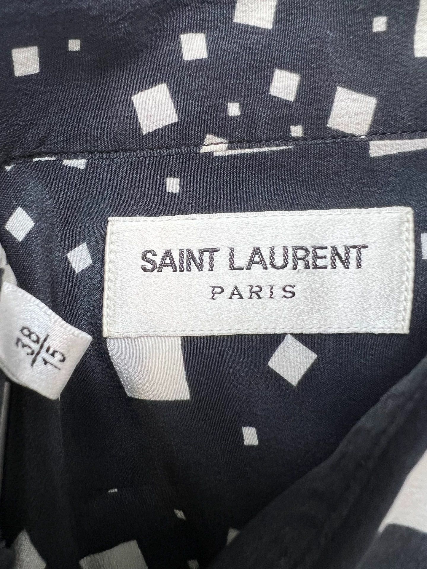 Saint Laurent Paris SLP 14FW silk black white square shirt 38 Size US M / EU 48-50 / 2 - 4 Thumbnail