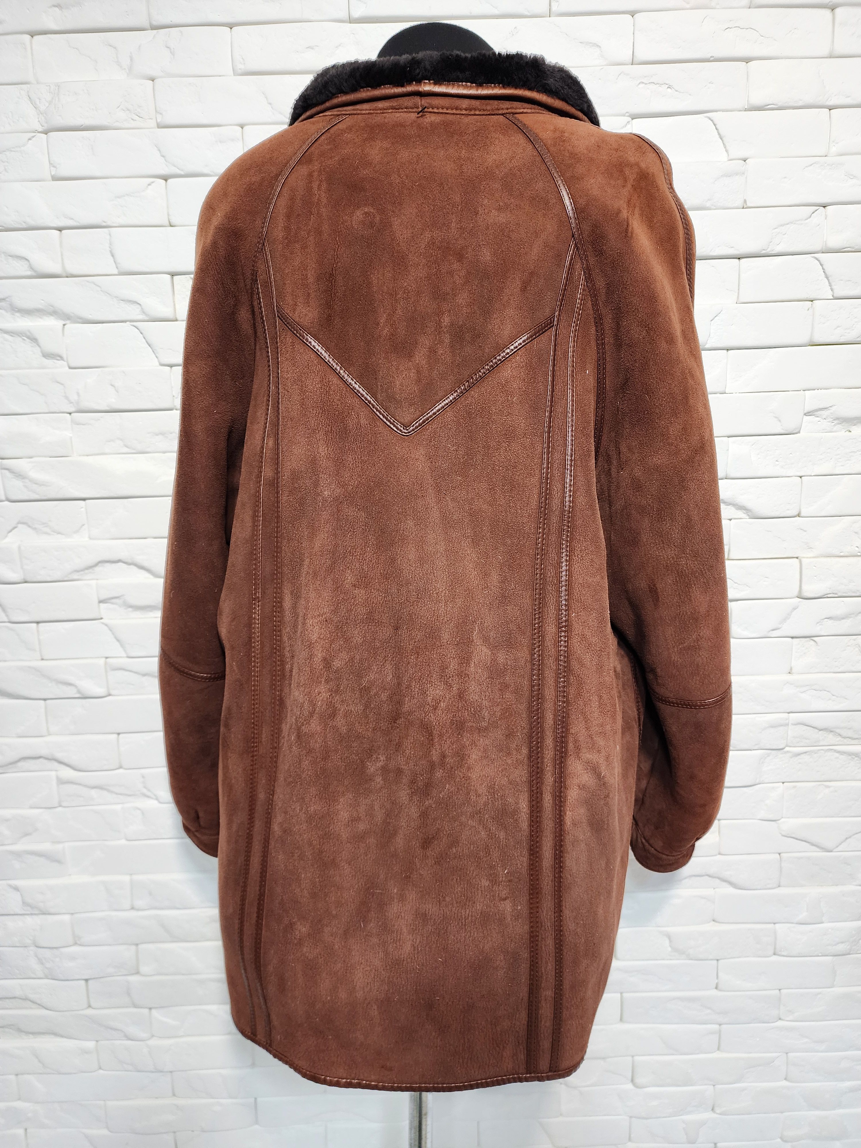 Genuine Leather Brown Women's Sheepskin Coat Size XXL / US 16-18 / IT 52-54 - 4 Thumbnail