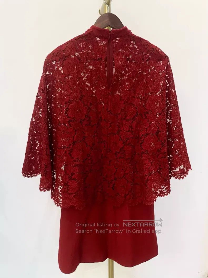 Valentino Valentino Burgundy lace paneled flared sleeve cropped dres Size XS / US 0-2 / IT 36-38 - 2 Thumbnail