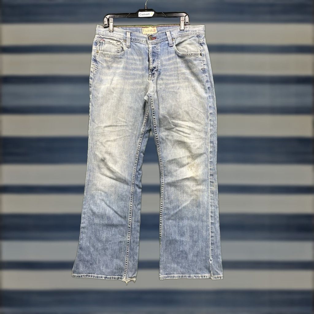 BKE VINTAGE BKE Jaxon Jeans Boot Cut Mid Rise 36x31 Light Wash Denim Men’s Regular 36 Blue Cowboy Theme Jeans - 5-Pocket Button Fly Mens Size US 36 / EU 52 - 1 Thumbnail