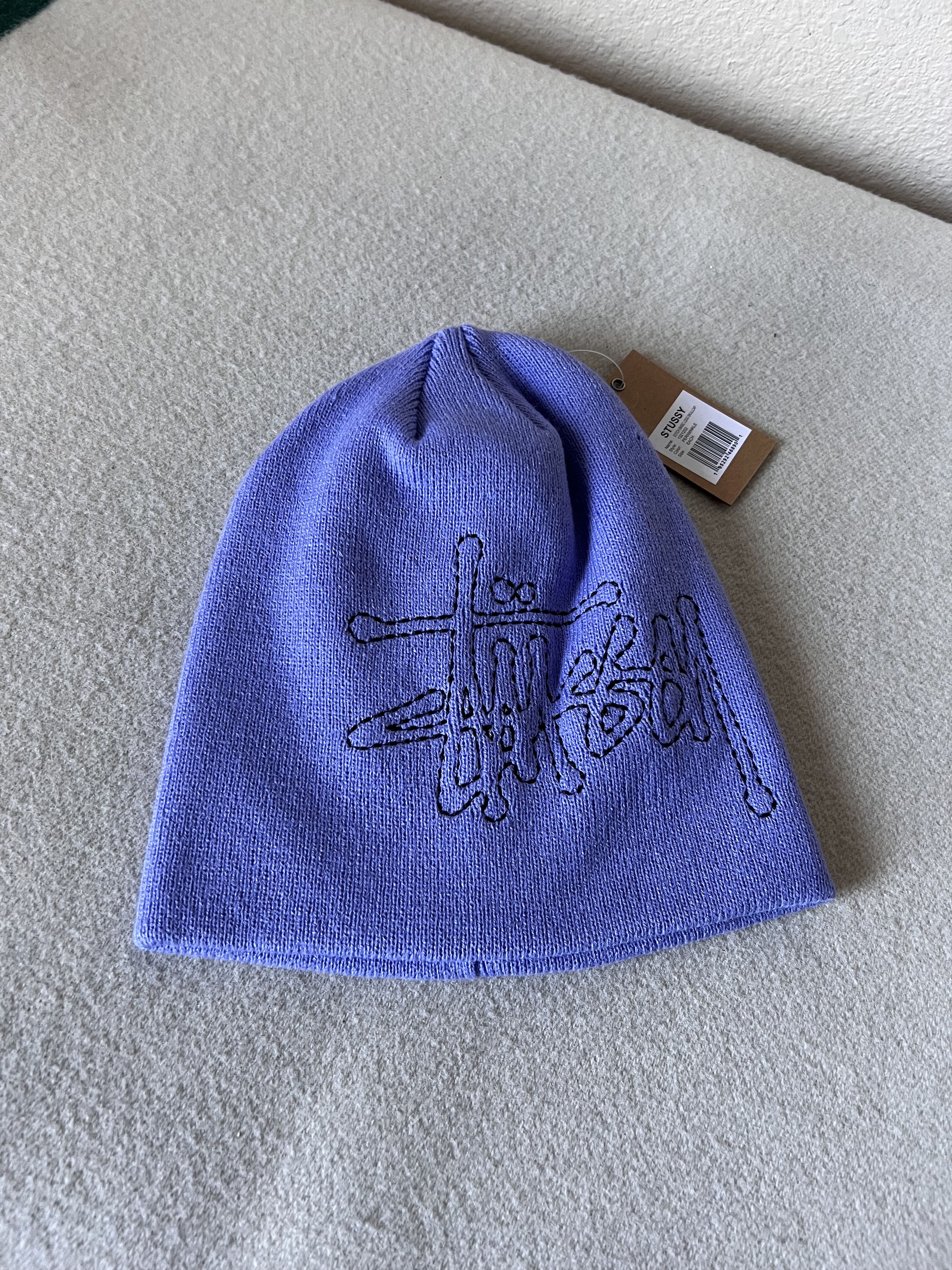 image of Stussy Basic Logo Skullcap Beanie In Periwinkle in Periwinklw, Men's