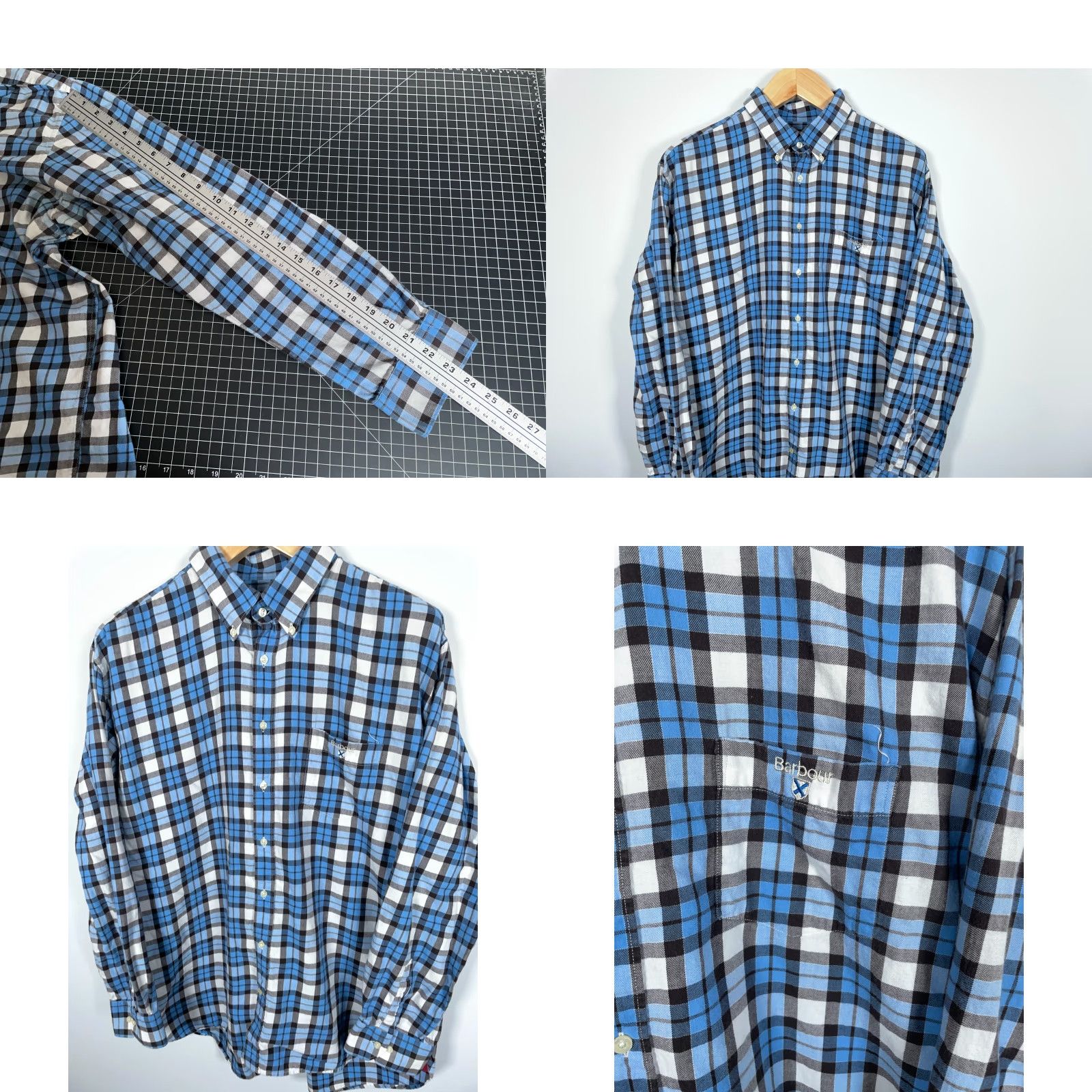 Barbour Barbour Shirt Mens XL Blue Plaid Flannel Lightweight Button-Up Long Sleeve Embroidered Pocket Casual Workwear Mens Size US XL / EU 56 / 4 - 8 Thumbnail