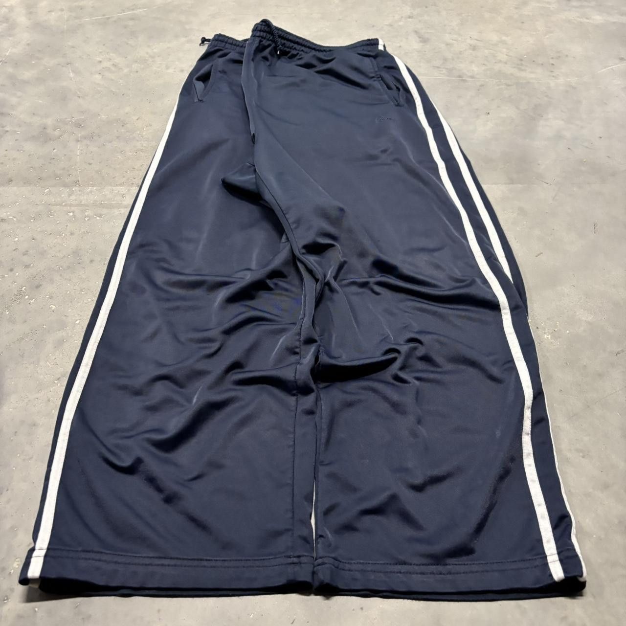 Japanese Brand × Vintage Crazy Vintage Y2K/2000s Baggy Navy Blue Striped Skater Track Pants! Size US 36 / EU 52 - 2 Thumbnail