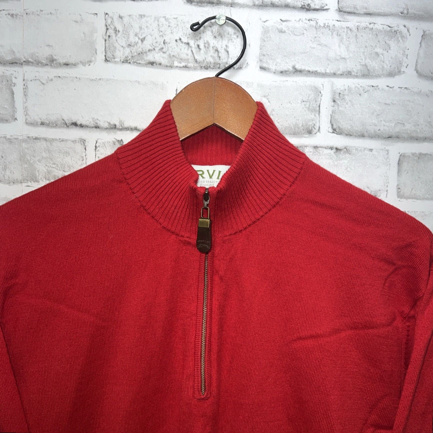 Orvis Orvis Red Half Zip Pullover Sweater Mens Size L Cotton/Silk/Cashmere Blend Size US L / EU 52-54 / 3 - 2 Thumbnail
