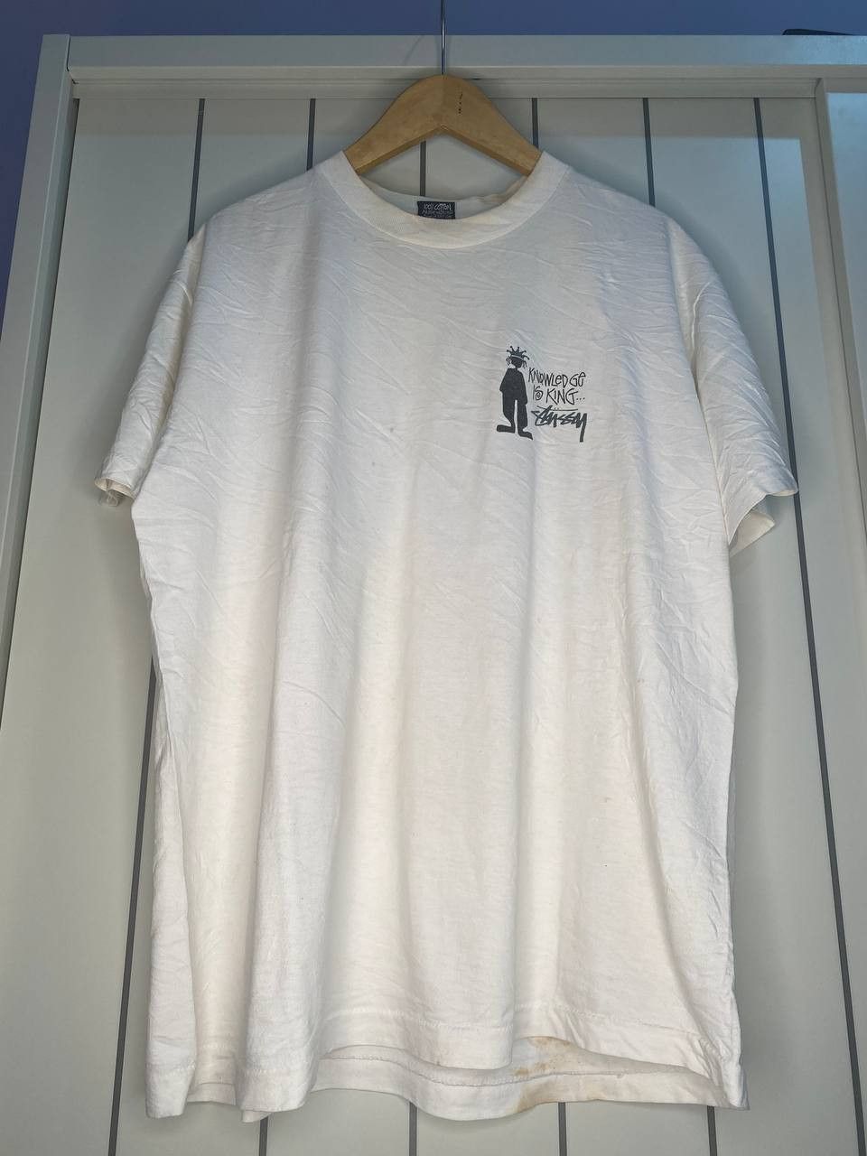 Stussy × Vintage RARE 90s STUSSY KNOWLEDGE IS KING WHITE VINTAGE Size US XL / EU 56 / 4 - 2 Thumbnail