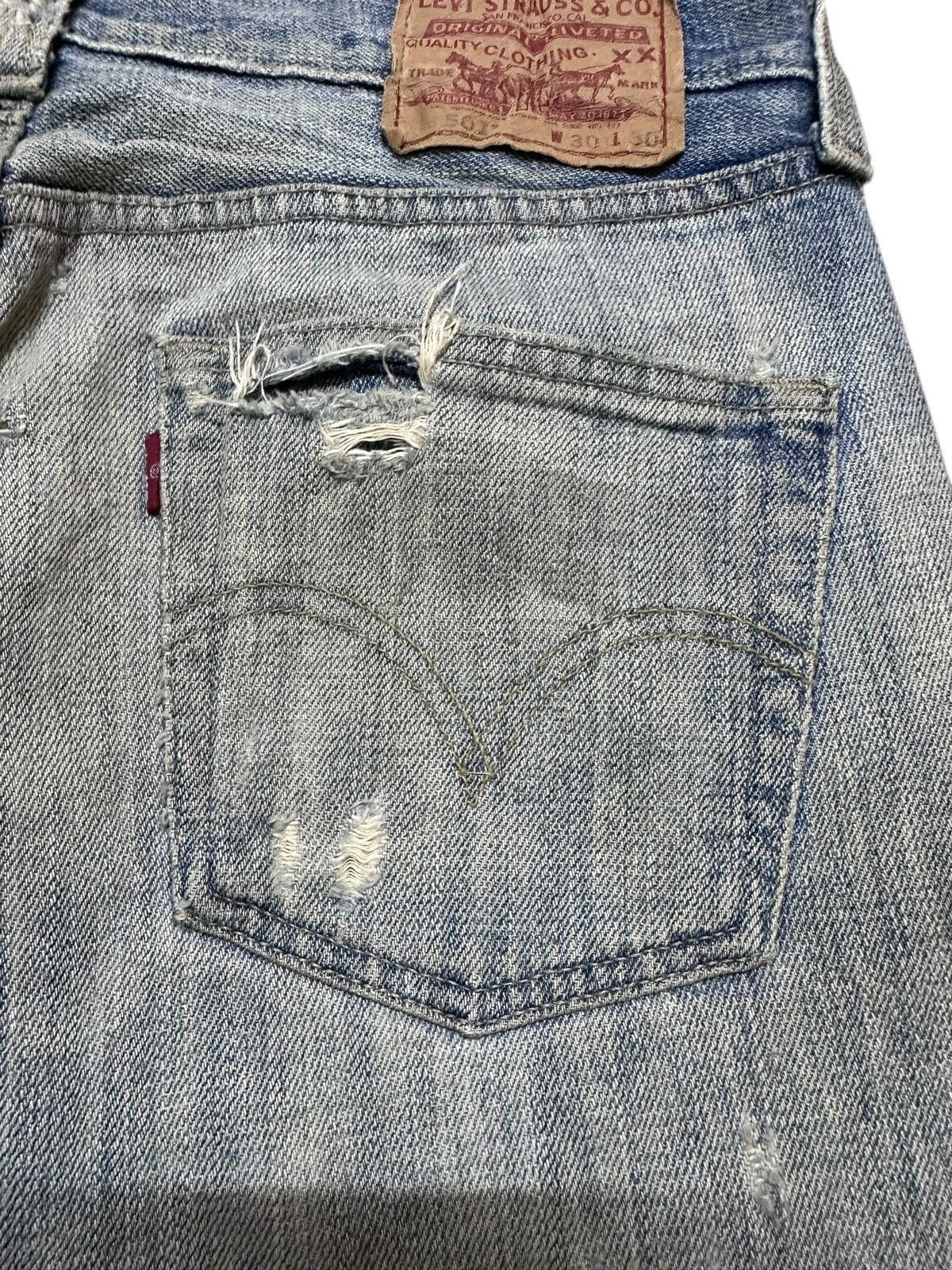 Levi's Vintage Clothing Vintage Levi’s 501 Ripped Grunge Distressed Denim Size US 31 - 9 Thumbnail