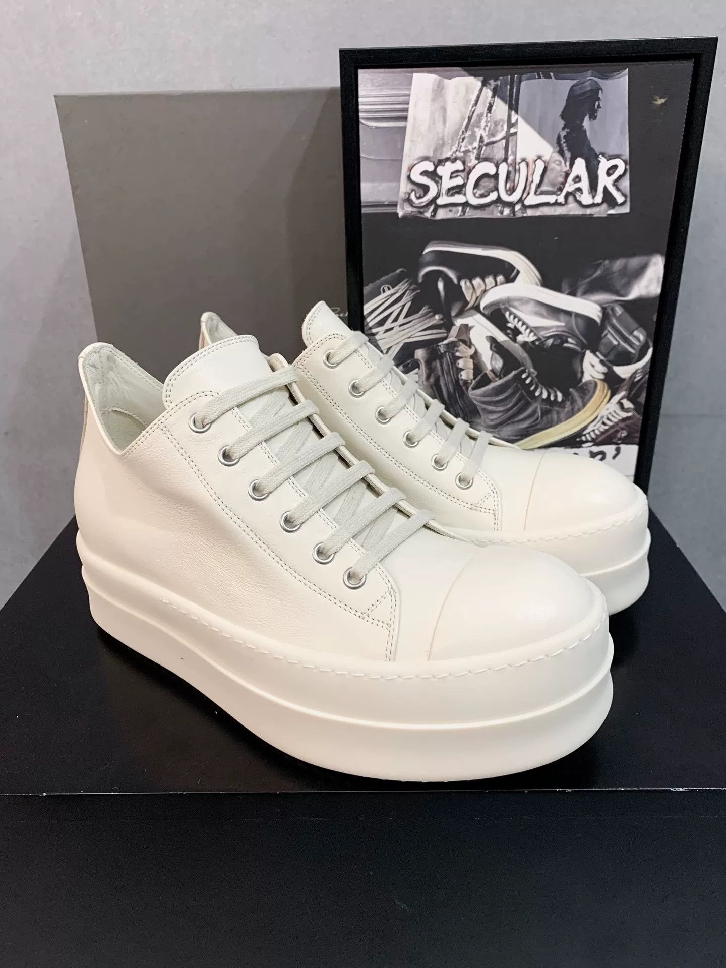 Rick Owens rick owens white platform casual sneakers Size US 7 / IT 37 - 1 Thumbnail