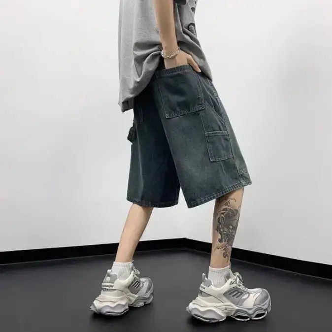 Japanese Brand Retro loose fitting straight leg denim shorts Size US 32 / EU 48 - 2 Thumbnail