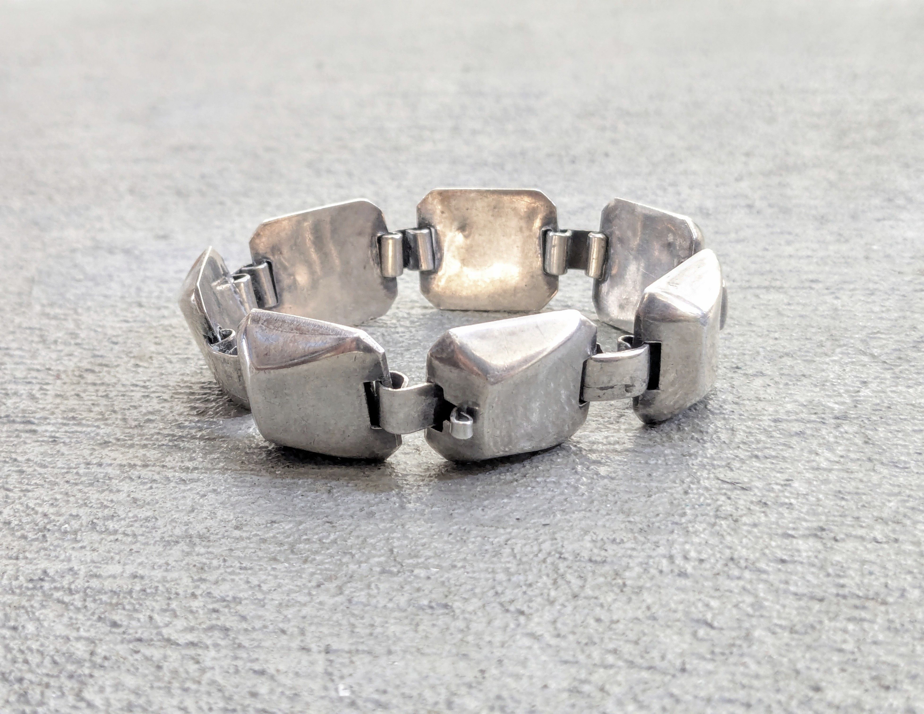 Sterling Silver Vintage Sterling Silver Bracelet Square Modern Abstract Size ONE SIZE - 1 Thumbnail